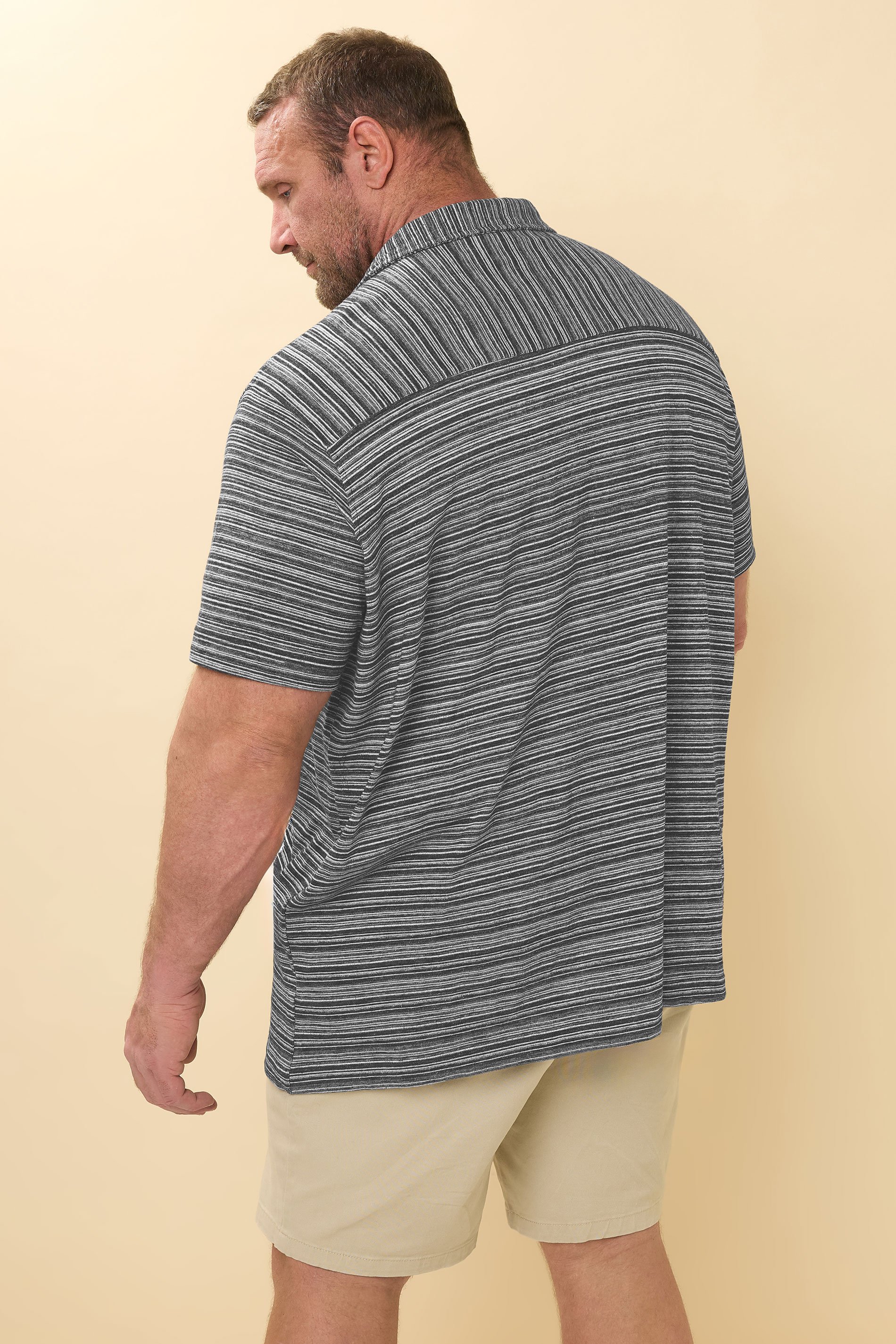 BadRhino Big & Tall Black Jacquard Stripe Jersey Revere Shirt | BadRhino 4