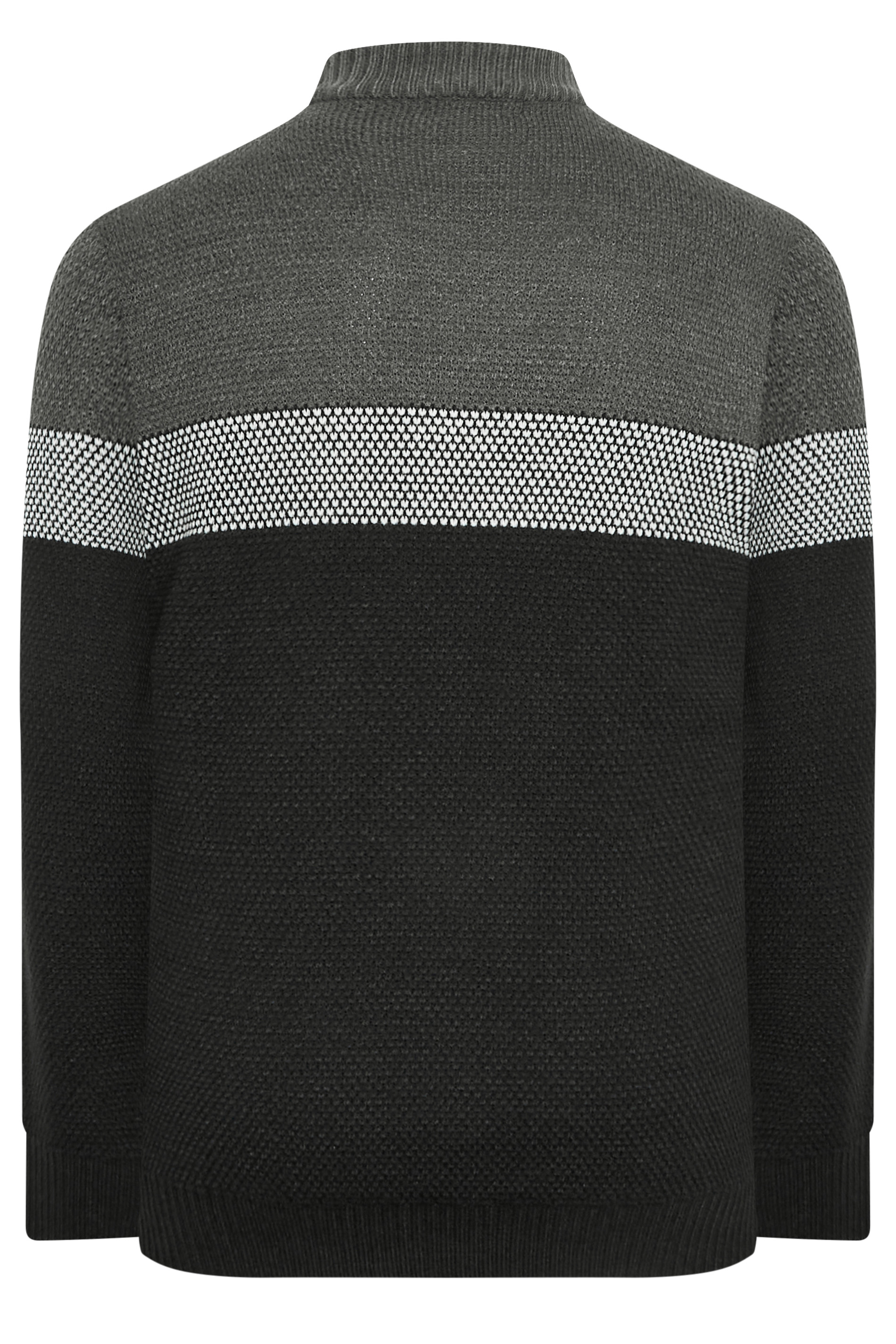 BadRhino Big & Tall Black Half Zip Heavyweight Knitted Jumper | BadRhino 5