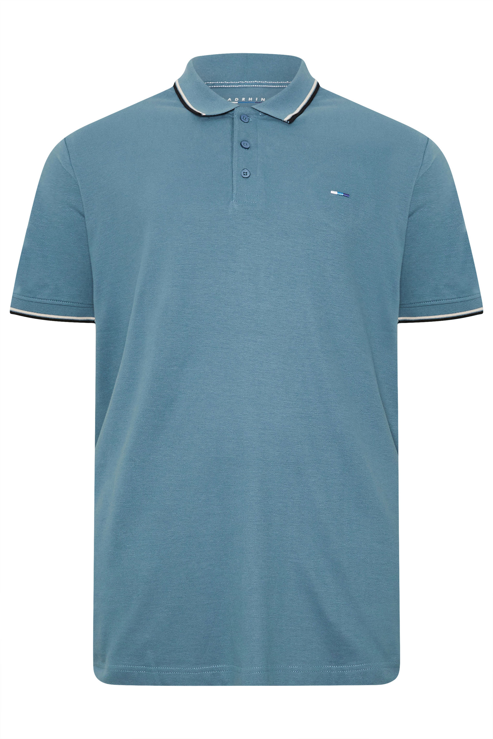 BadRhino Big & Tall Green & Blue Tipped Polo Shirt | BadRhino 12