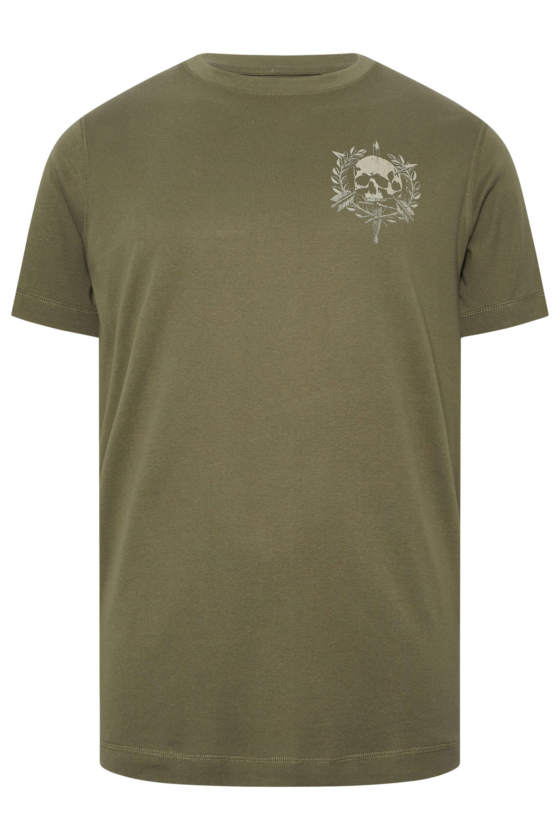 BadRhino Big & Tall Olive Green Skull Emblem Graphic T-Shirt | BadRhino 6