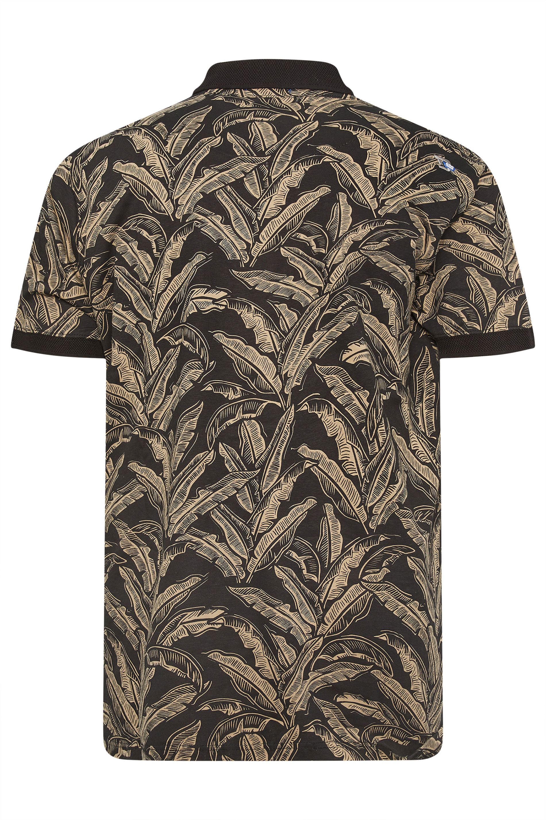 D555 Big & Tall Black Jacquard Print Polo Shirt | BadRhino 4