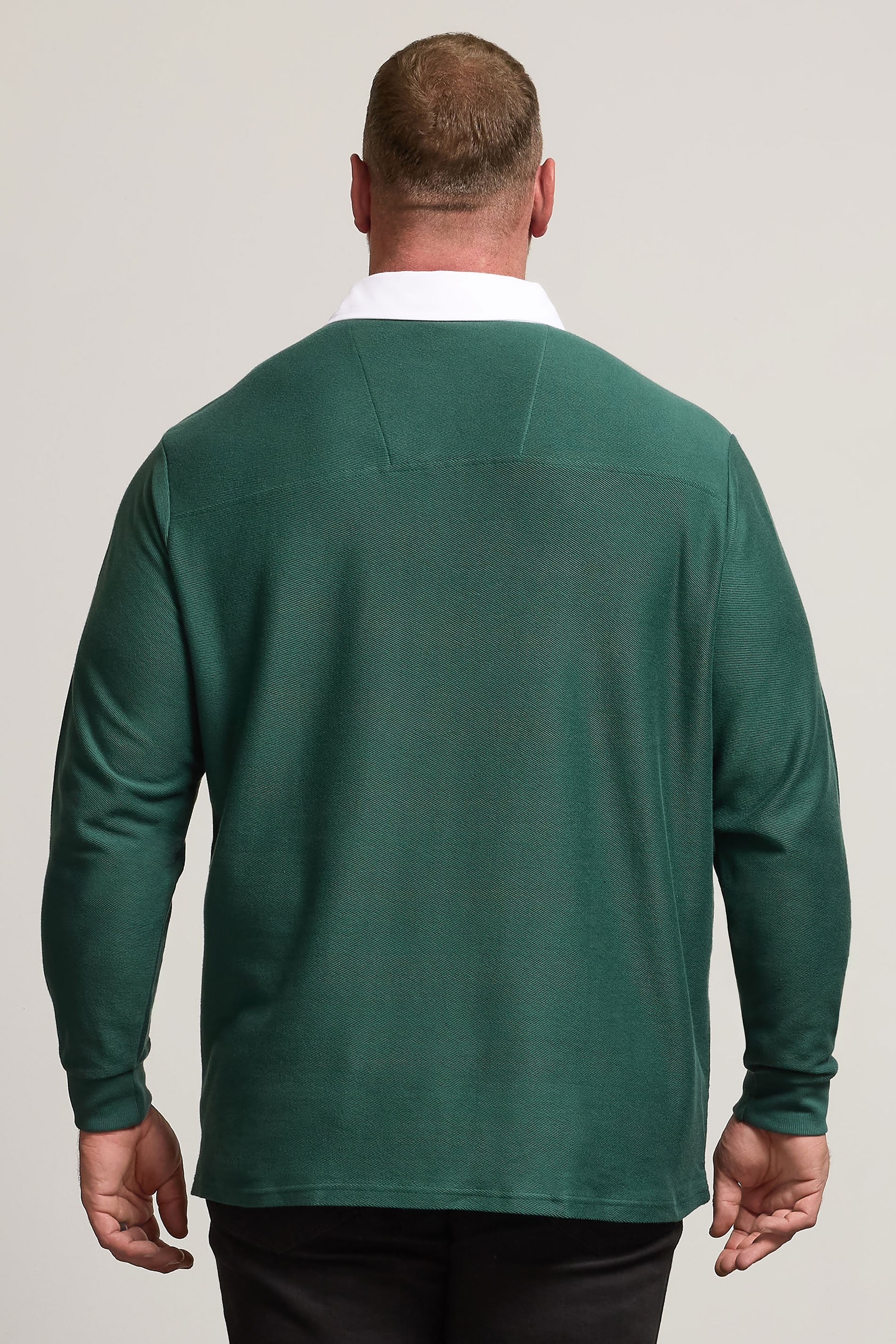 BadRhino Big & Tall Green Long Sleeve Embroidered Rugby Polo Shirt | BadRhino 3