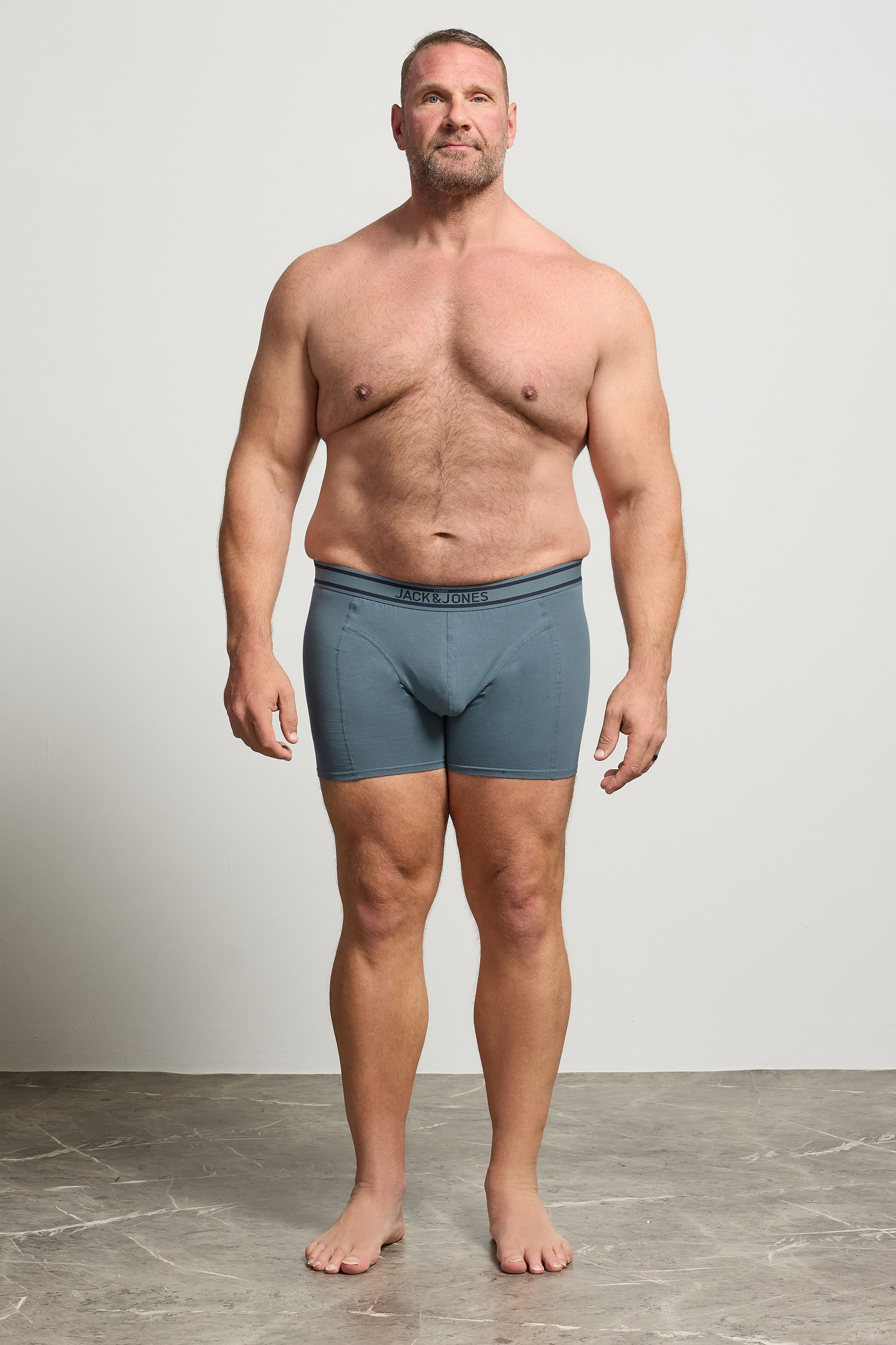 JACK & JONES Big & Tall 3 Pack Blue/Grey/Navy Blue Boxers | BadRhino 3