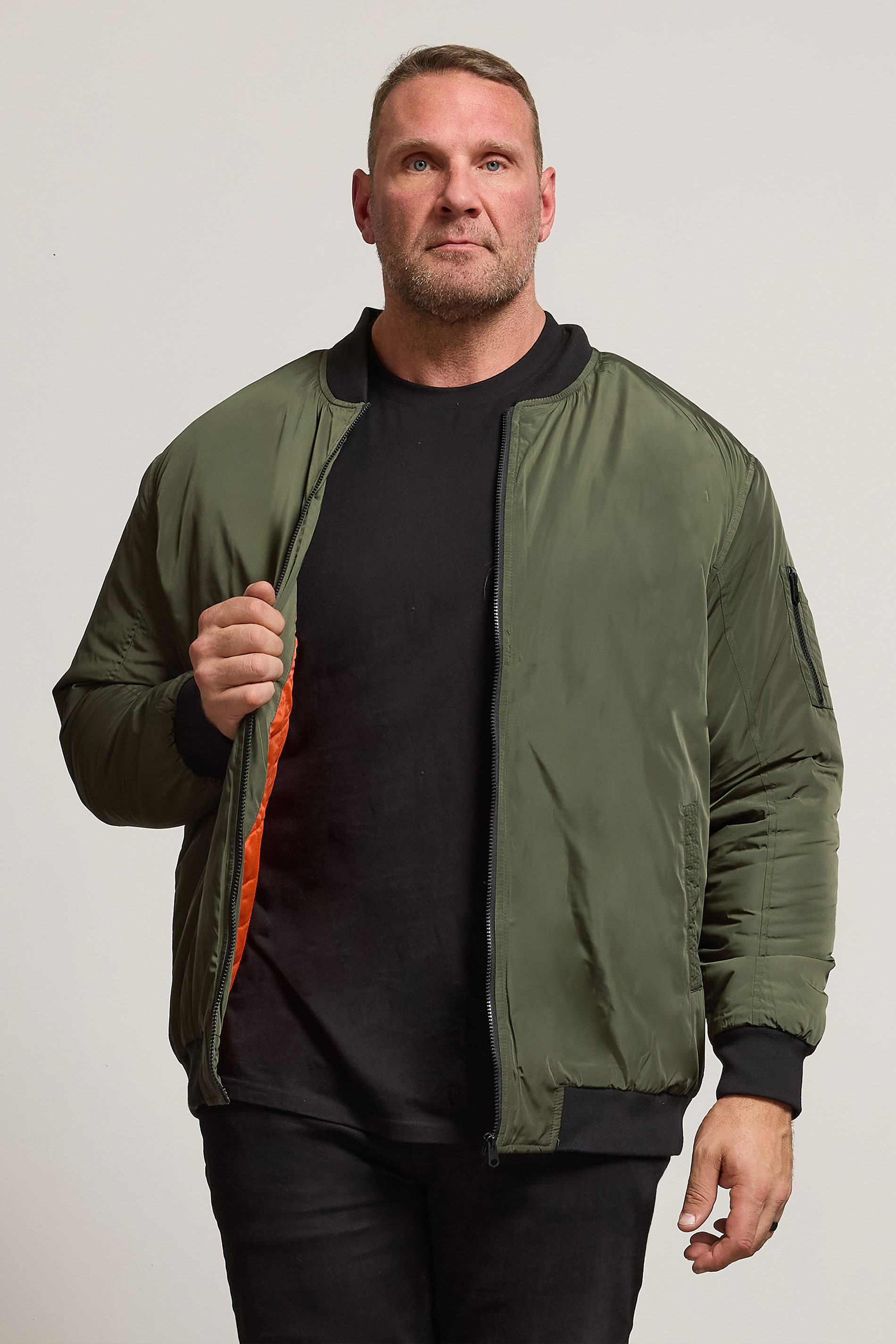 BadRhino Big & Tall Khaki Zip Bomber Jacket | BadRhino  2