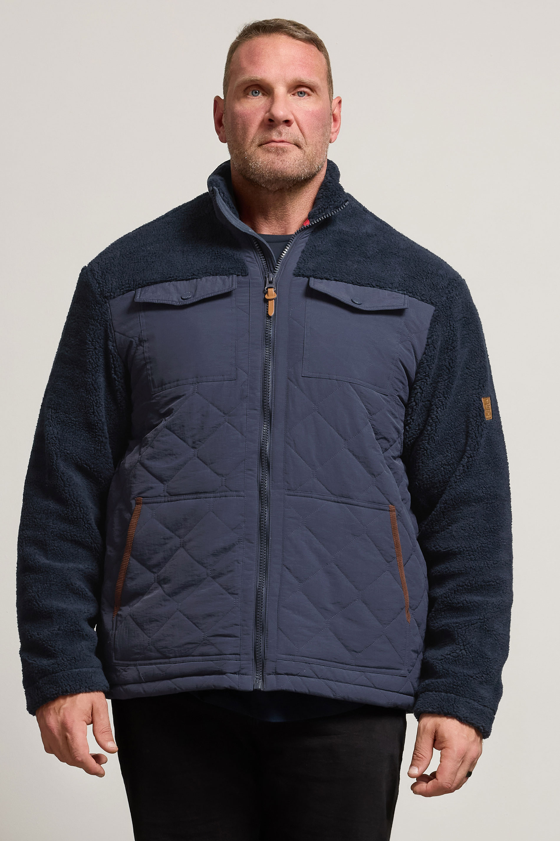 D555 Big & Tall Navy Blue Quilted Sherpa Fleece | BadRhino 1