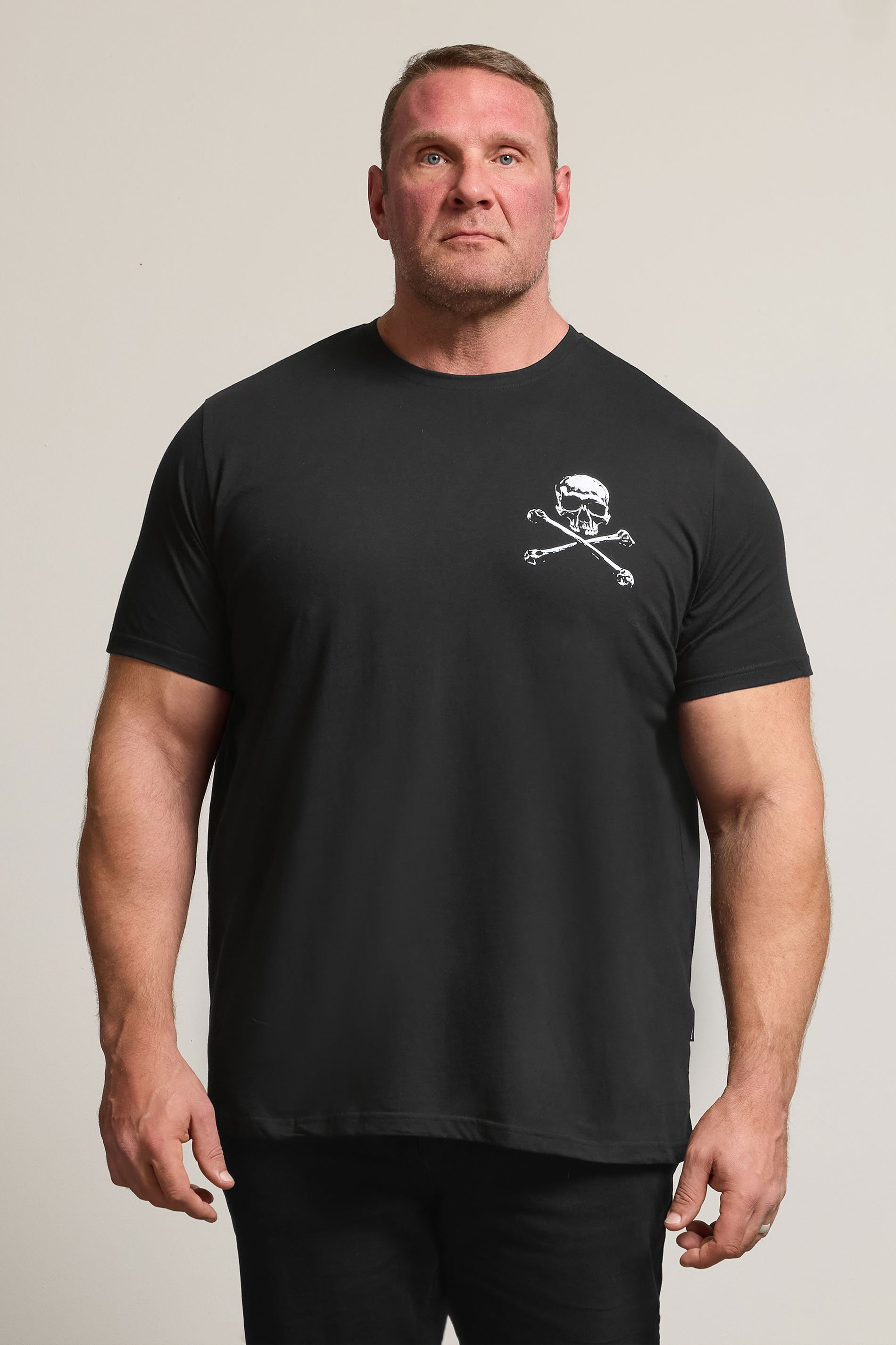 BadRhino Big & Tall Black Skull & Crossbones Graphic T-Shirt 2
