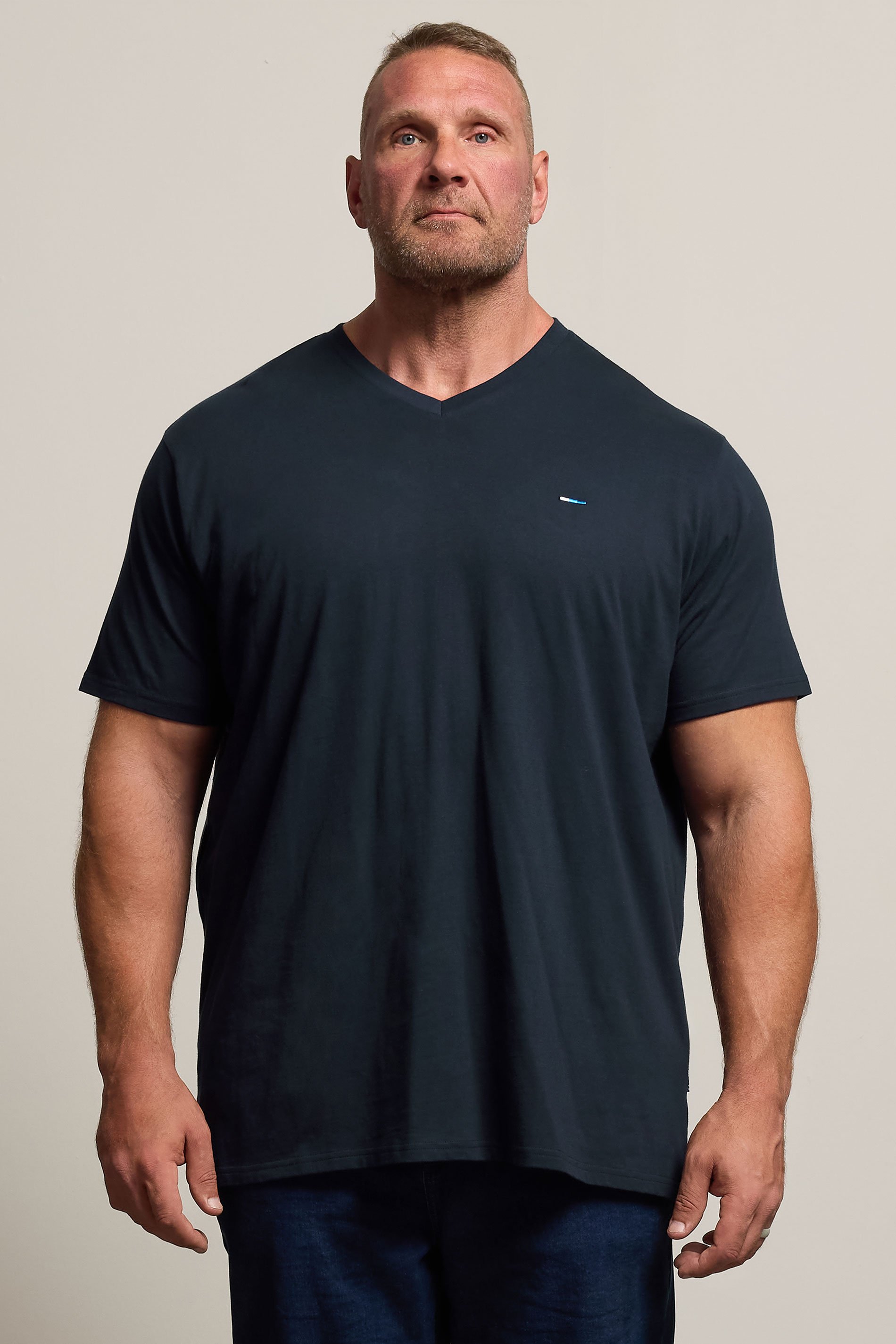 BadRhino Big & Tall Navy Blue V-Neck T-Shirt 1
