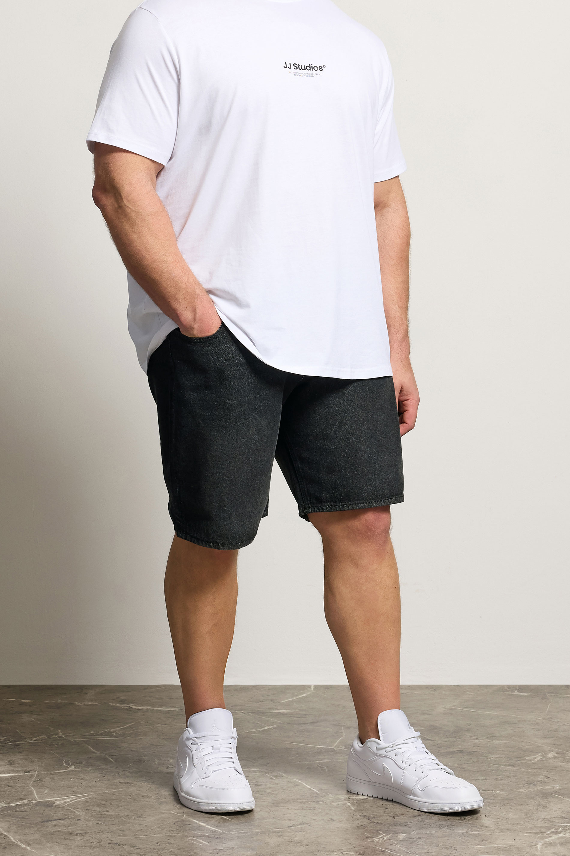 JACK & JONES Big & Tall Grey Denim Shorts | BadRhino 3