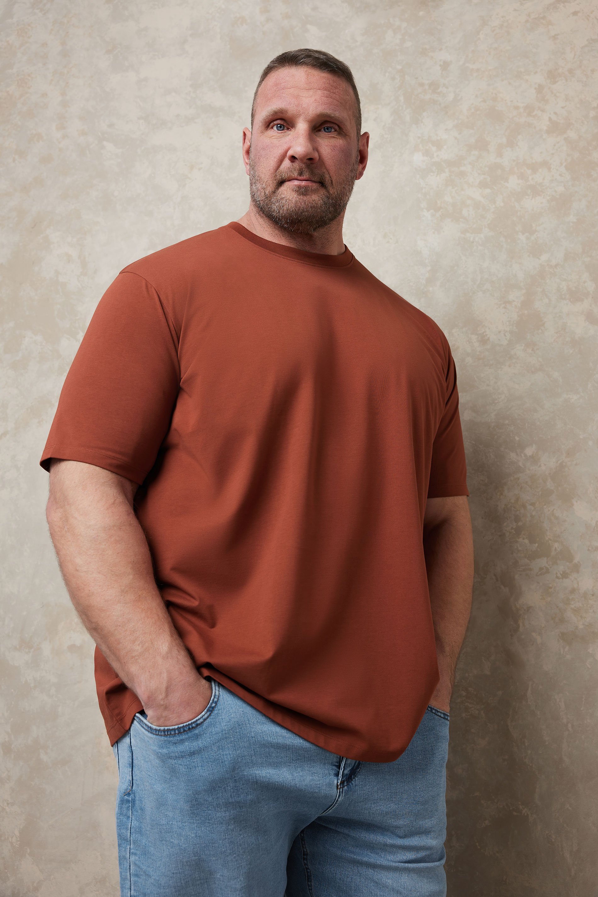 BadRhino Big & Tall Rust Orange Soft Touch Relaxed Fit T-Shirt 1