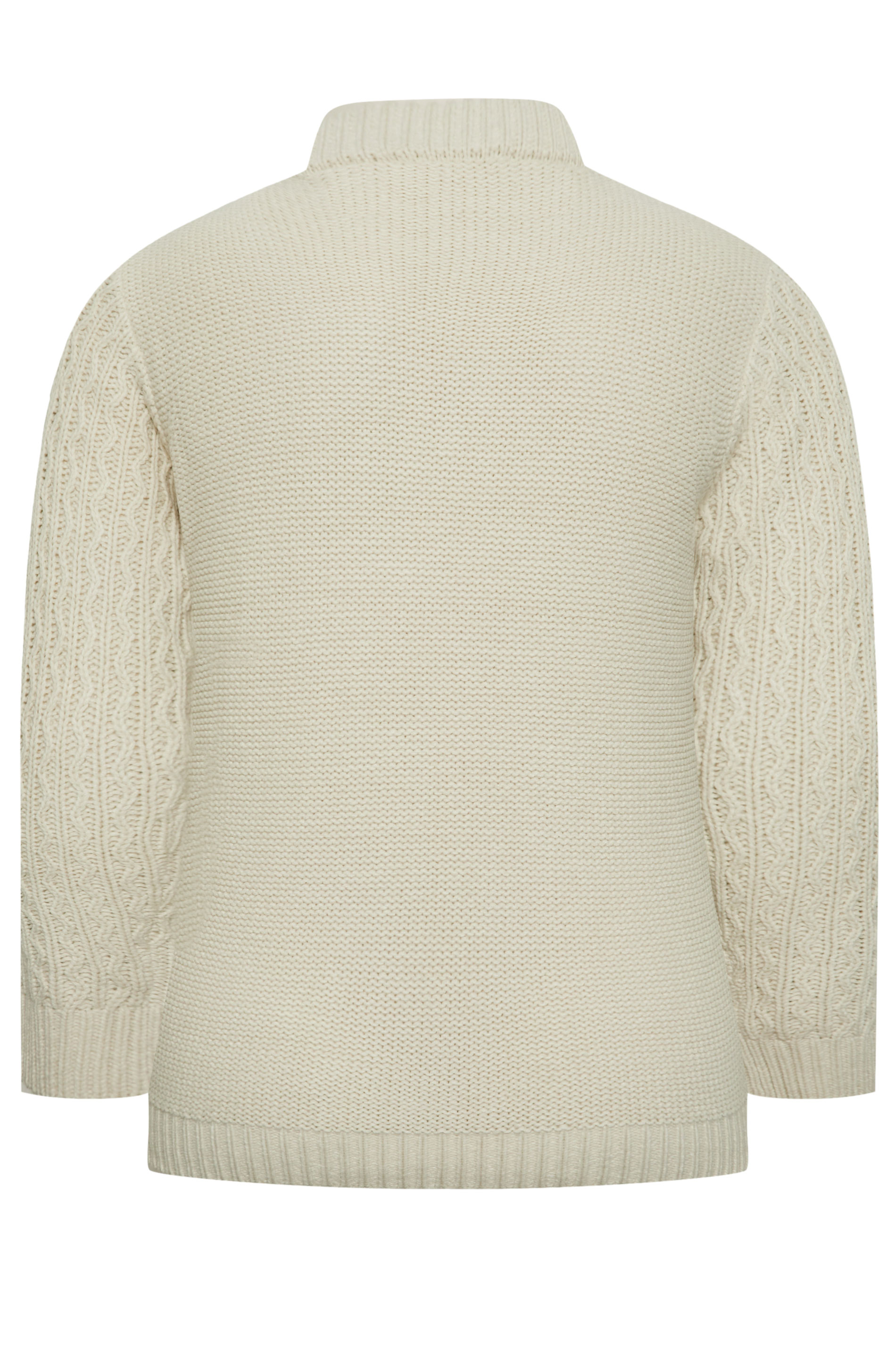 BadRhino Big & Tall Cream Crew Neck Cable Knit Jumper | BadRhino 5