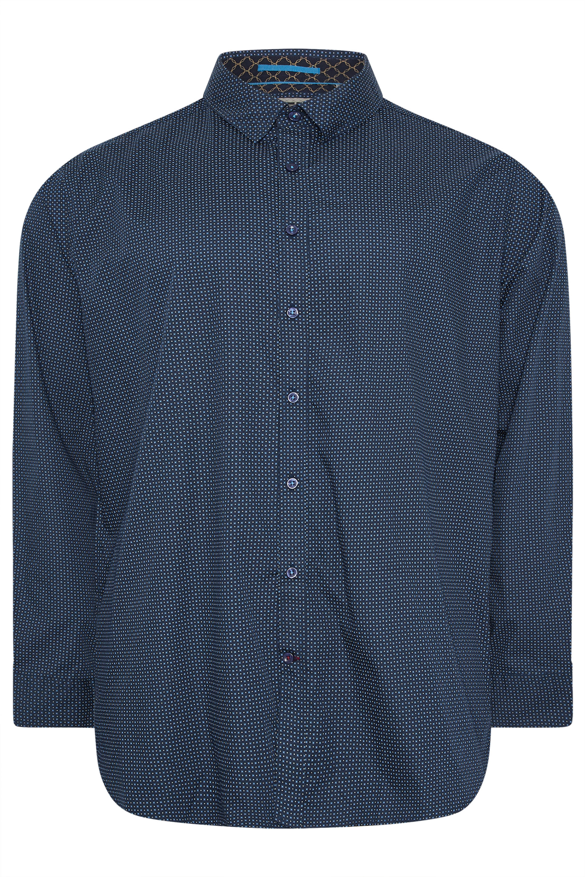 D555 Big & Tall Blue Geometric Print Shirt | BadRhino 3