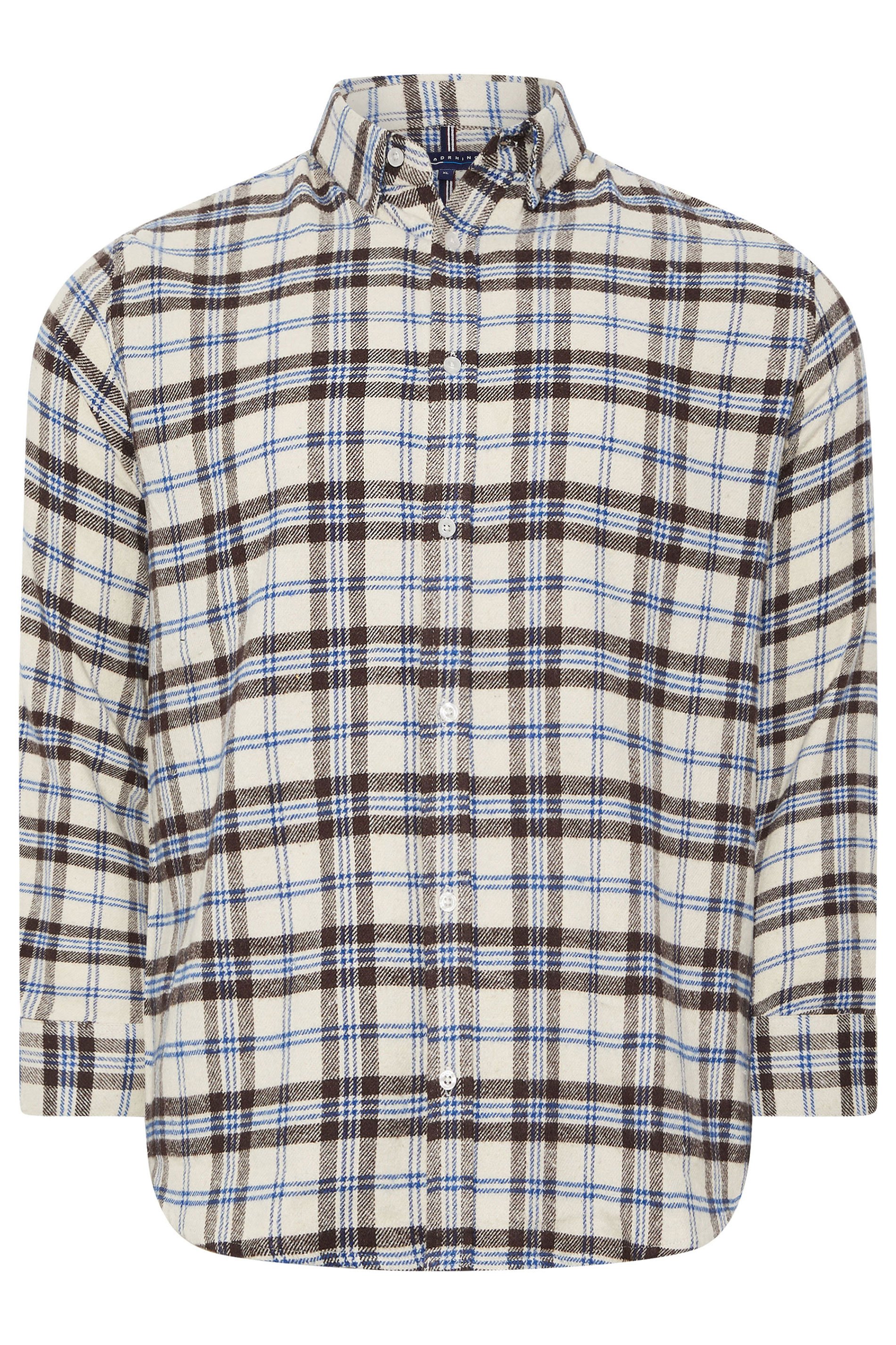 BadRhino Big & Tall Brown & Blue Brushed Checked Shirt | BadRhino 6