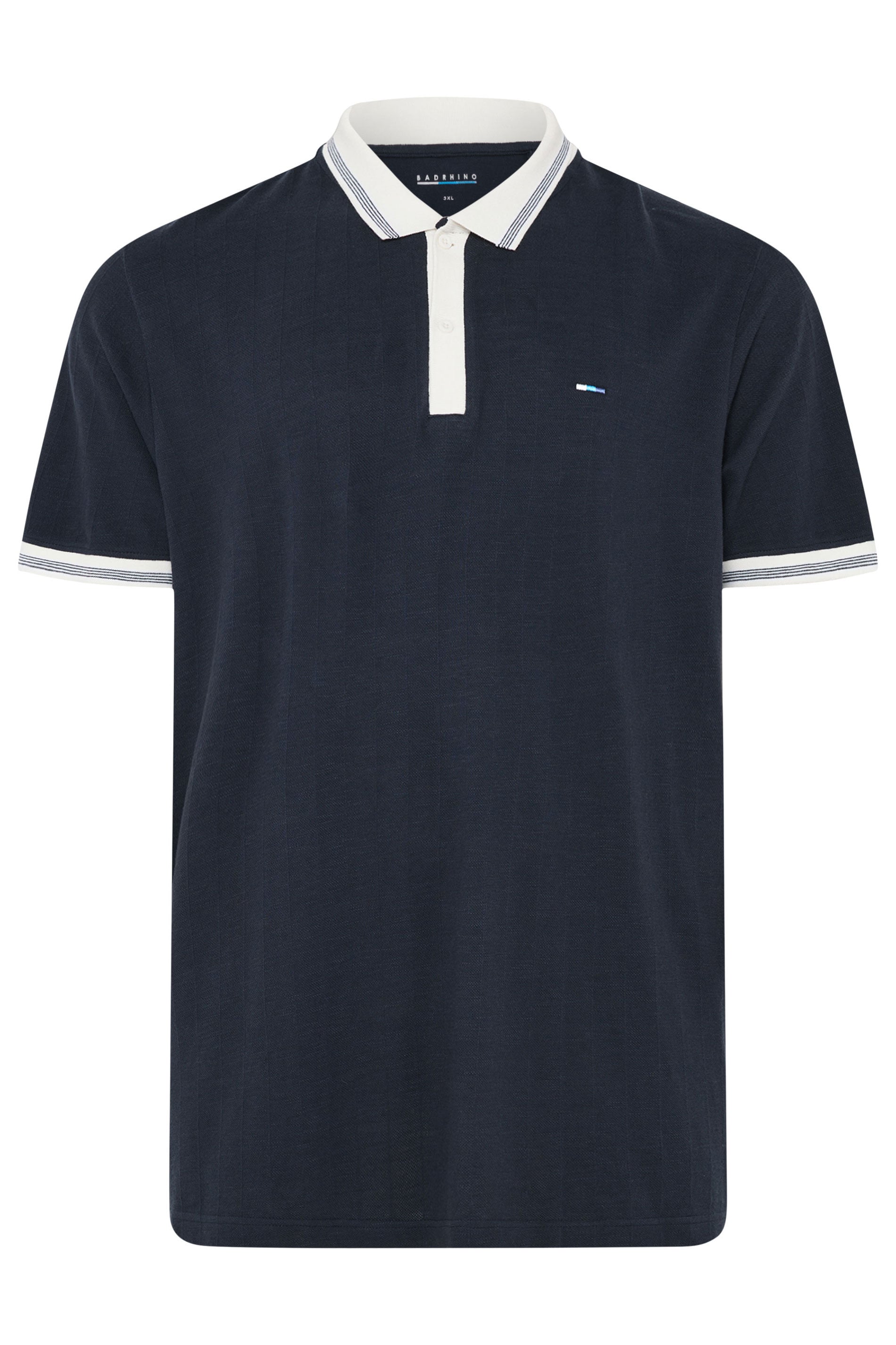 BadRhino Big & Tall Navy Blue Tipped Short Sleeve Polo Shirt | BadRhino 6