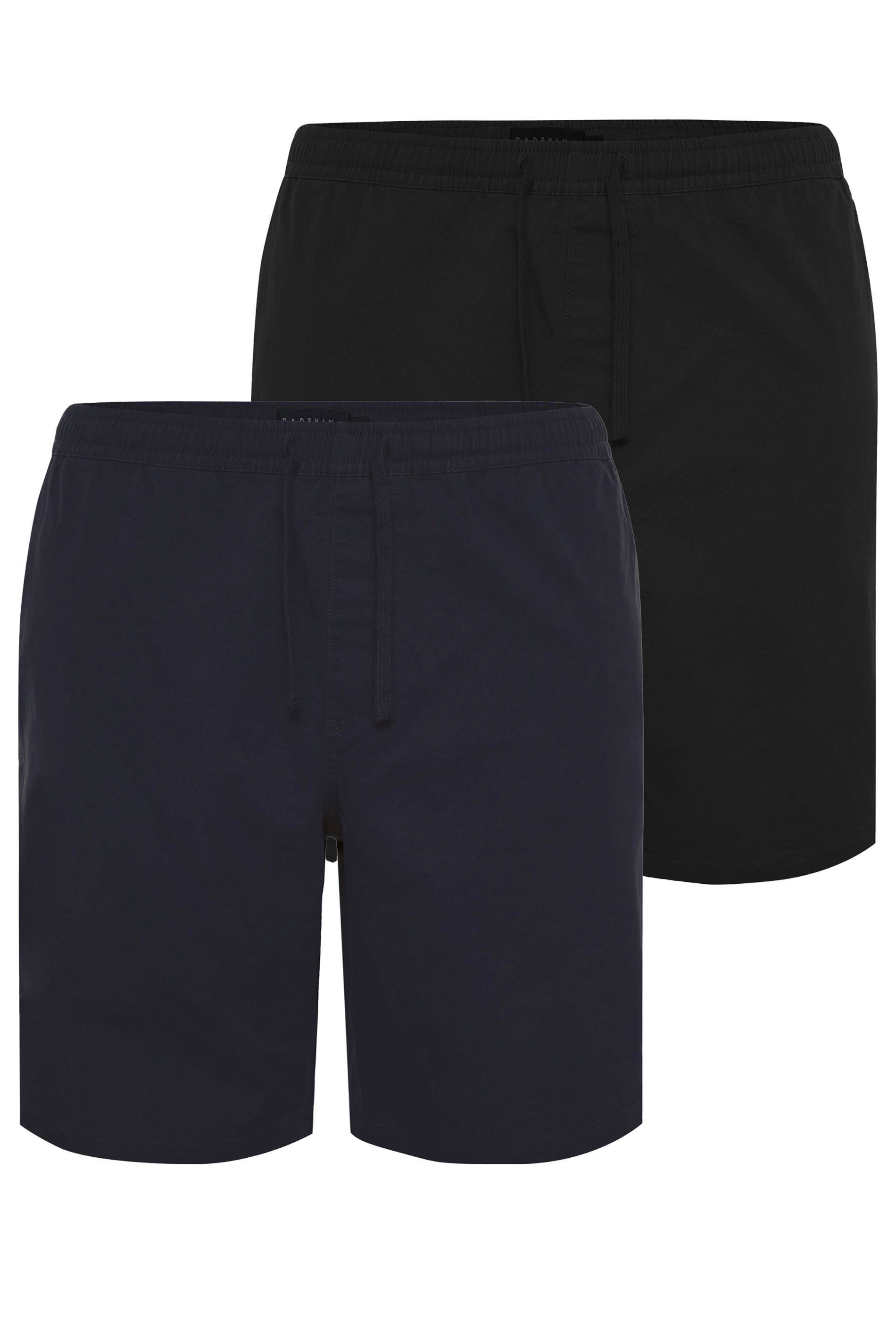 BadRhino Big & Tall 2 PACK Black & Navy Blue Elasticated Waist Chino Shorts 7