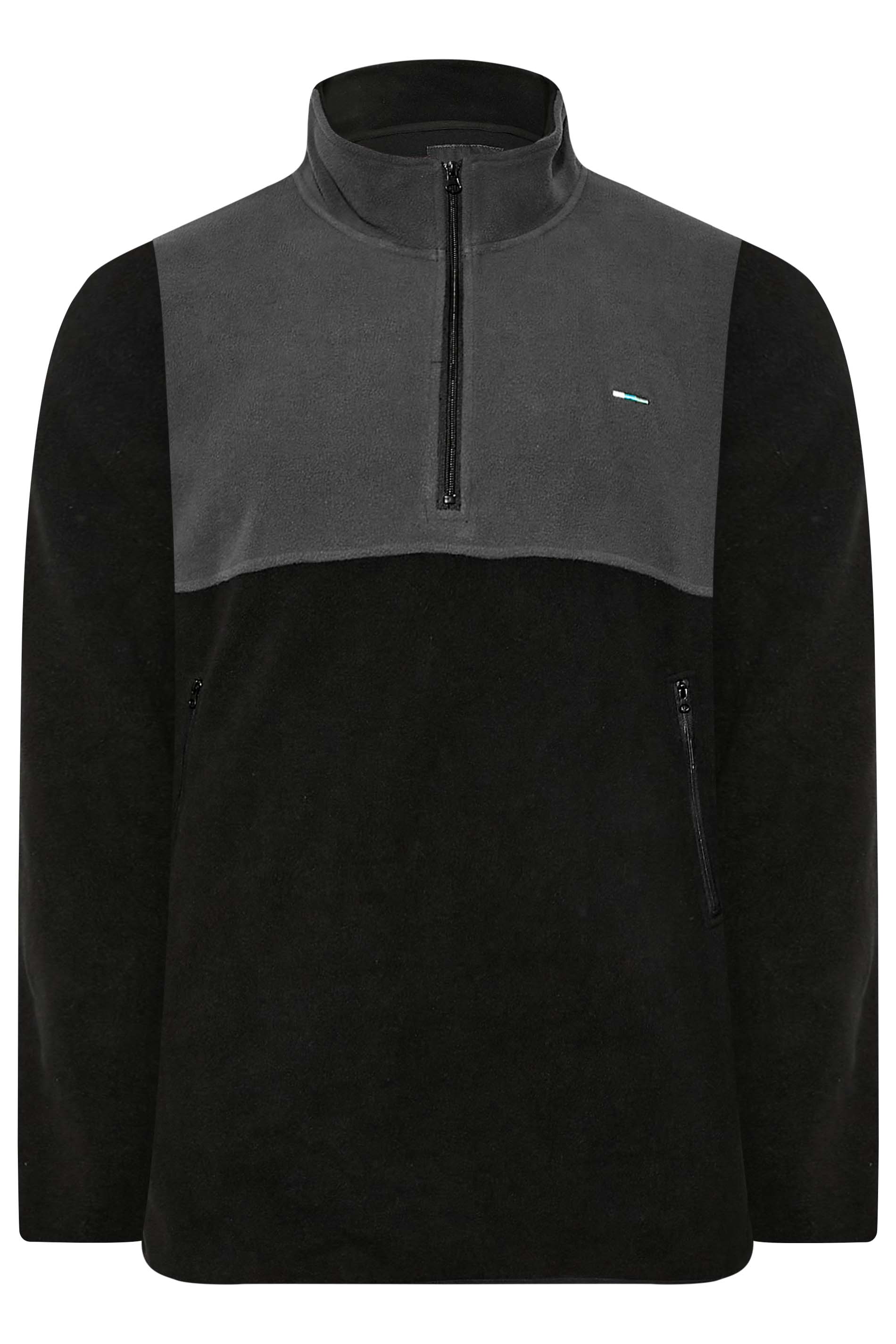 BadRhino Big & Tall Black & Grey Quarter Zip Fleece Sweatshirt | BadRhino 3