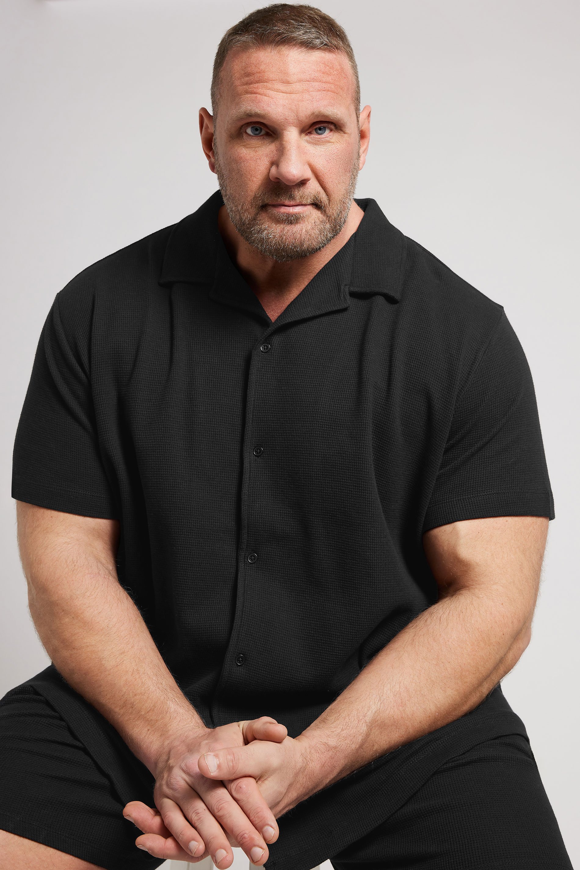 BadRhino Big & Tall Black Short Sleeve Textured Shirt | BadRhino 2