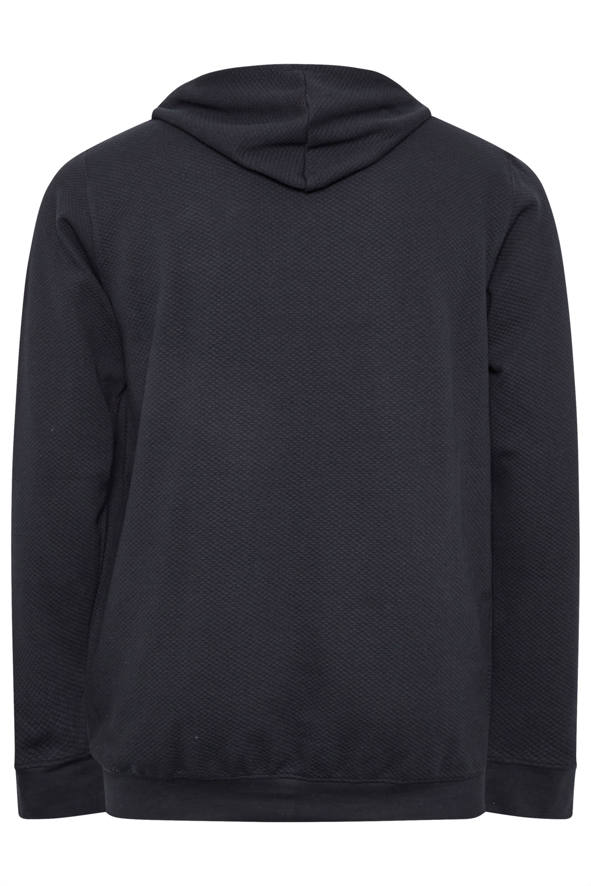 D555 Big & Tall Navy Blue Zip Through Jacquard Hoodie | BadRhino 4