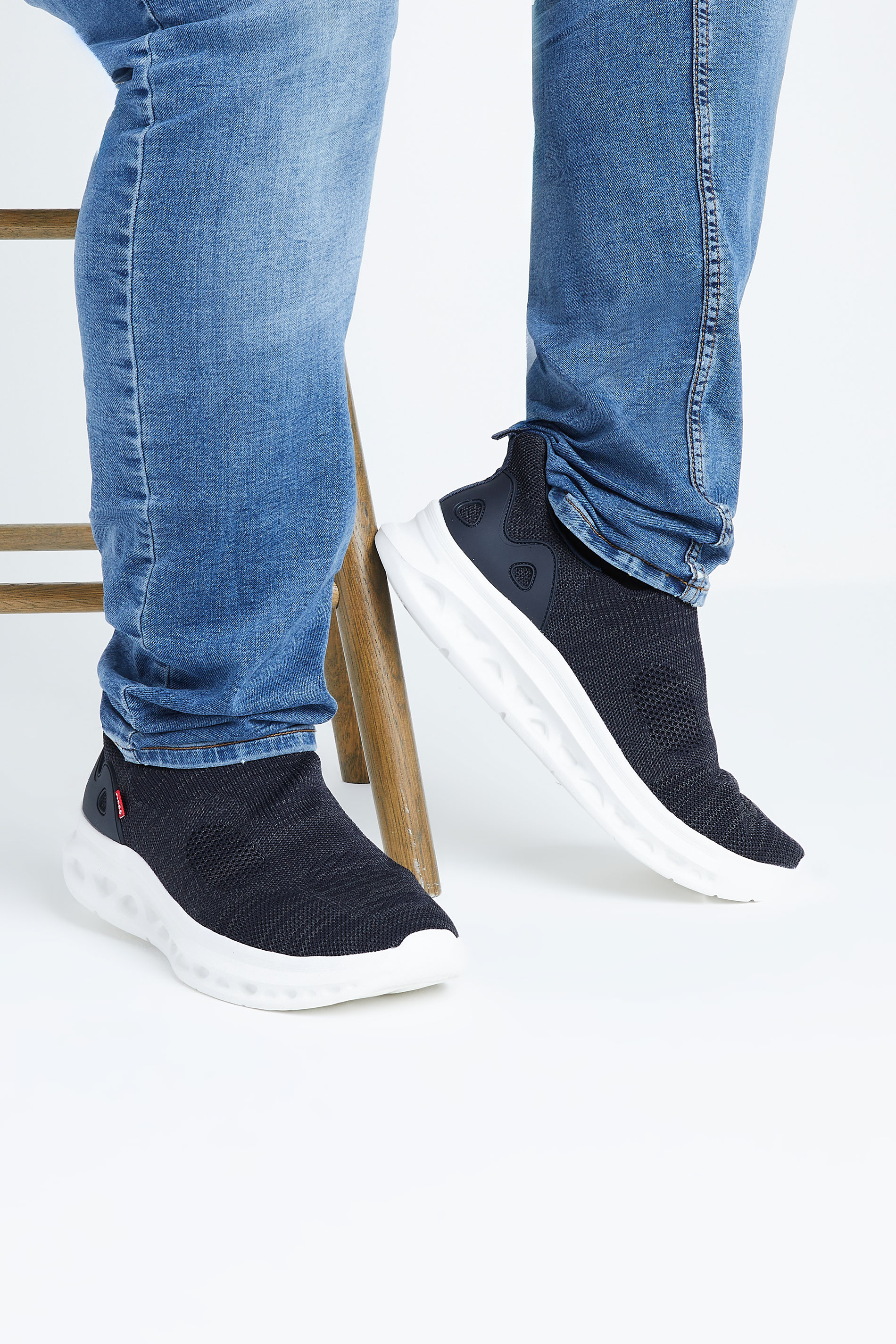 D555 Navy Hands Free Shoes With Knitted Top | BadRhino 1