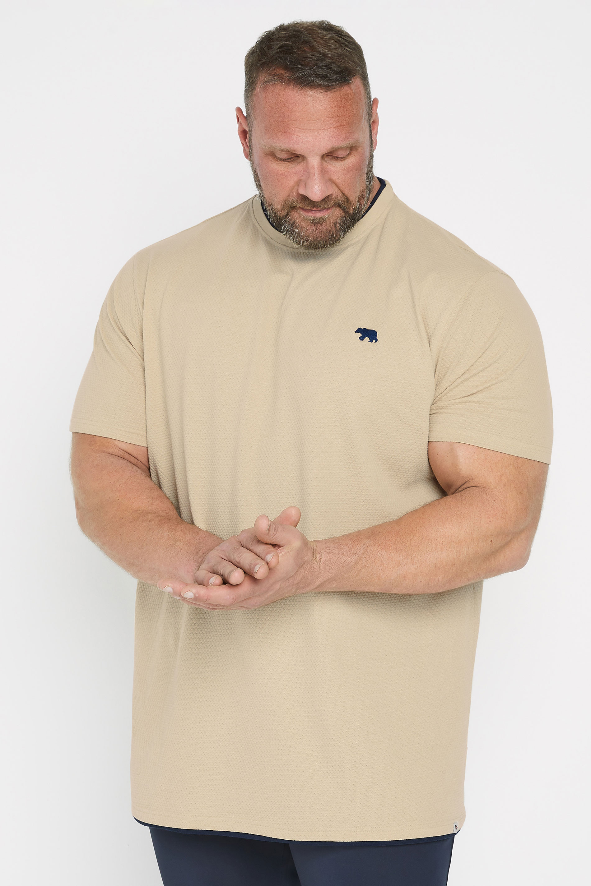 D555 Big & Tall Cream Waffle Textured T-Shirt | BadRhino 2