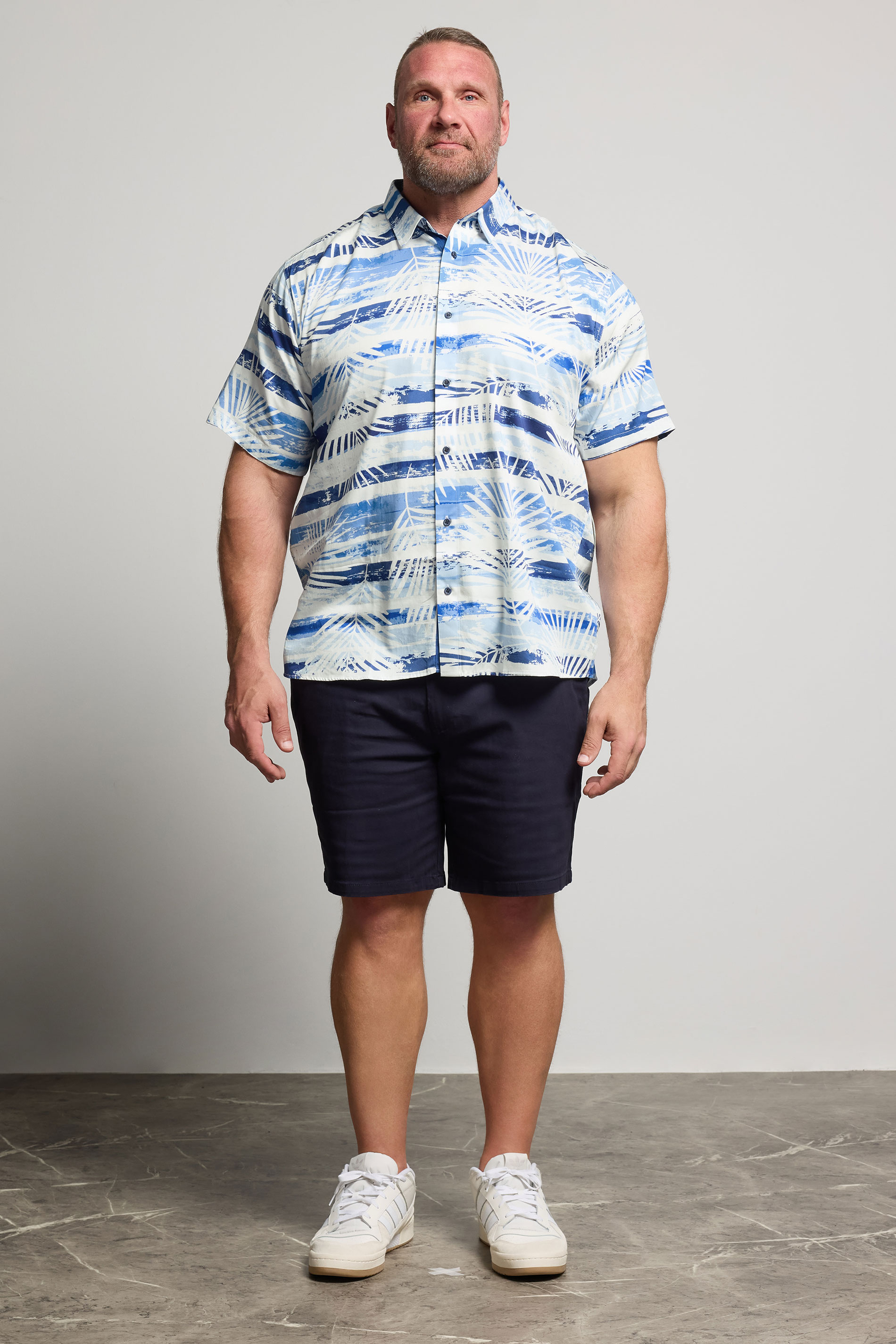 KAM Big & Tall Blue Faded Leaf Print Shirt | BadRhino 2