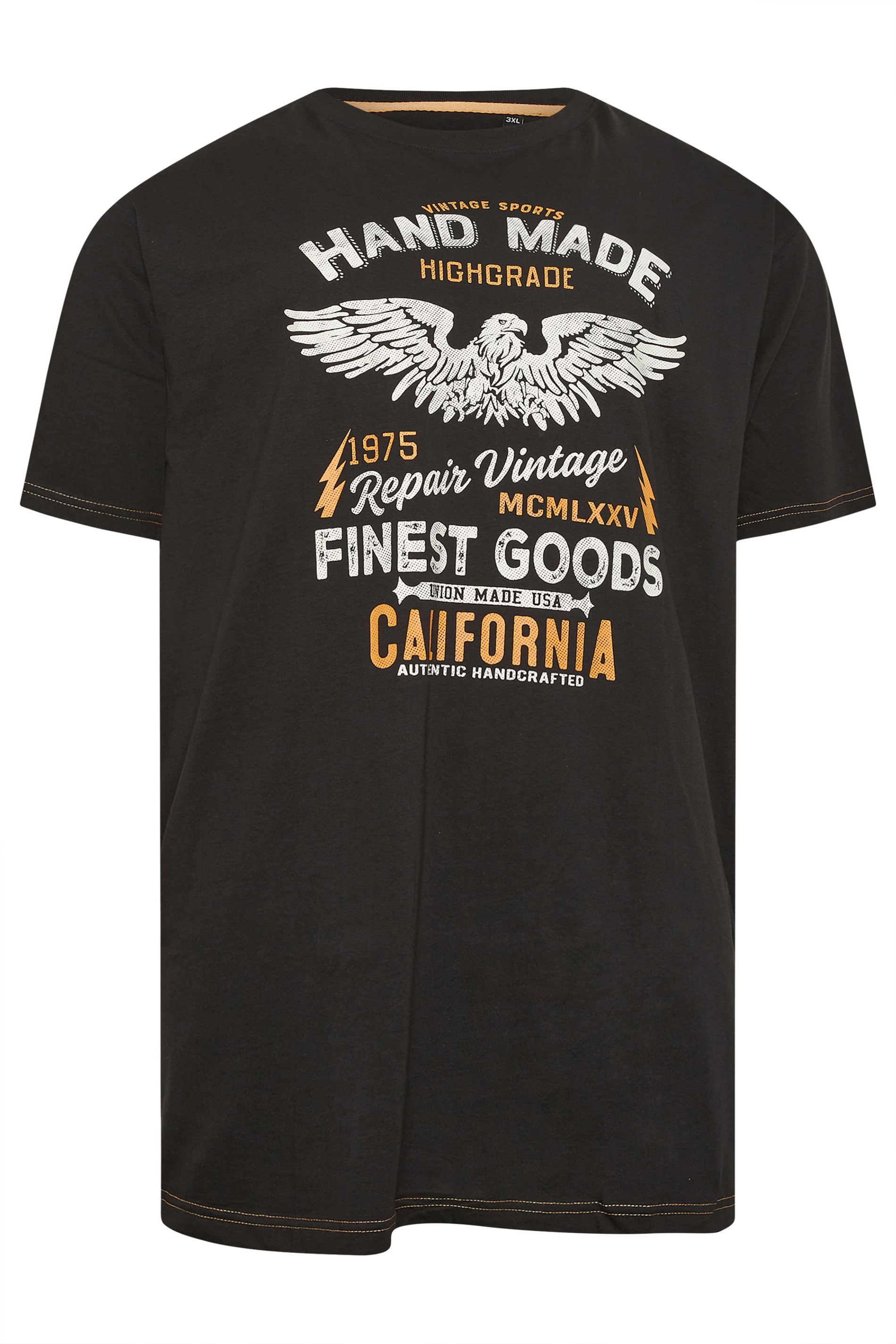 KAM Big & Tall Black California Print T-Shirt | BadRhino 2
