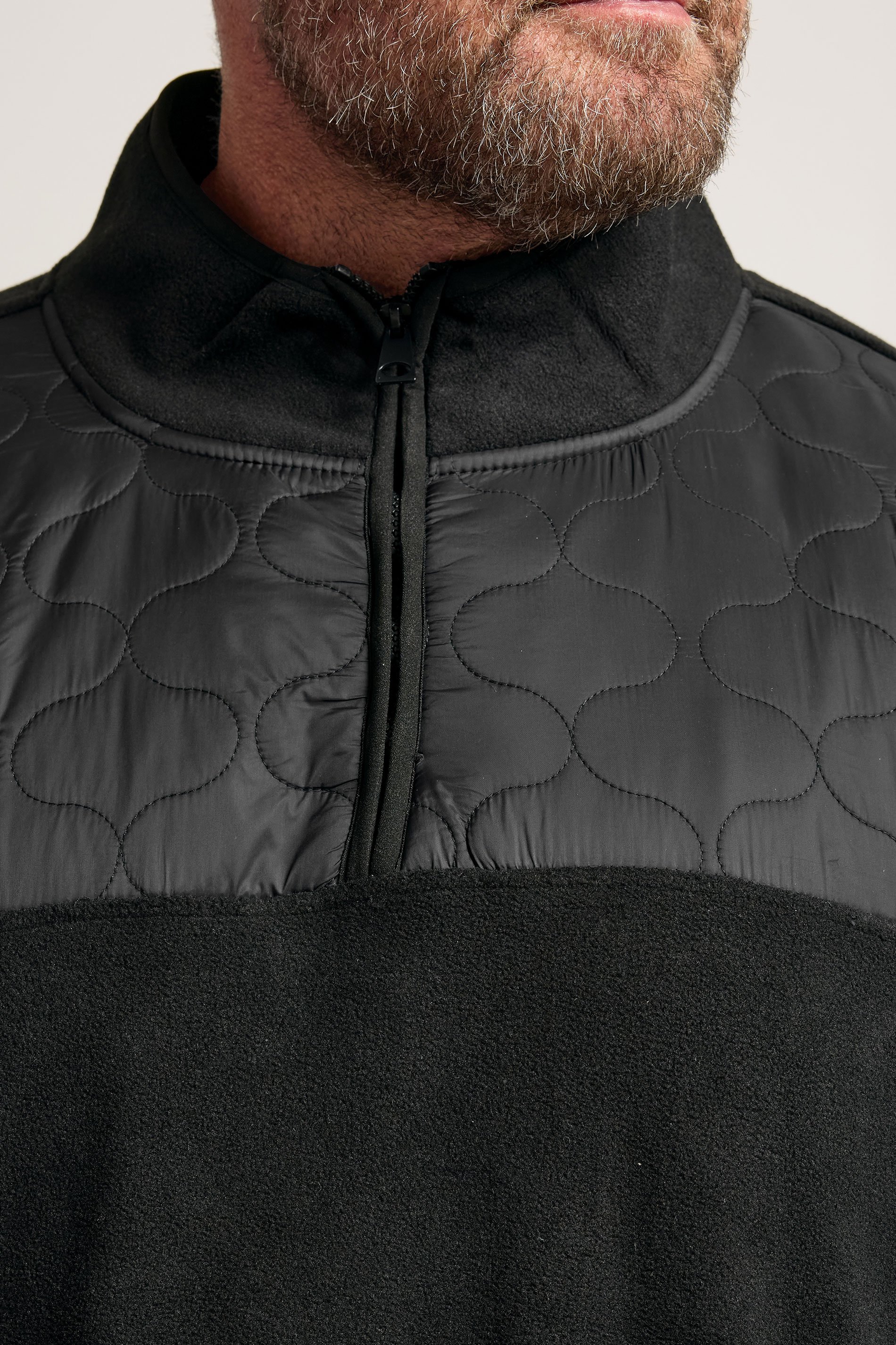 BadRhino Big & Tall Black Quarter Zip Quilted Fleece Jacket | BadRhino 5