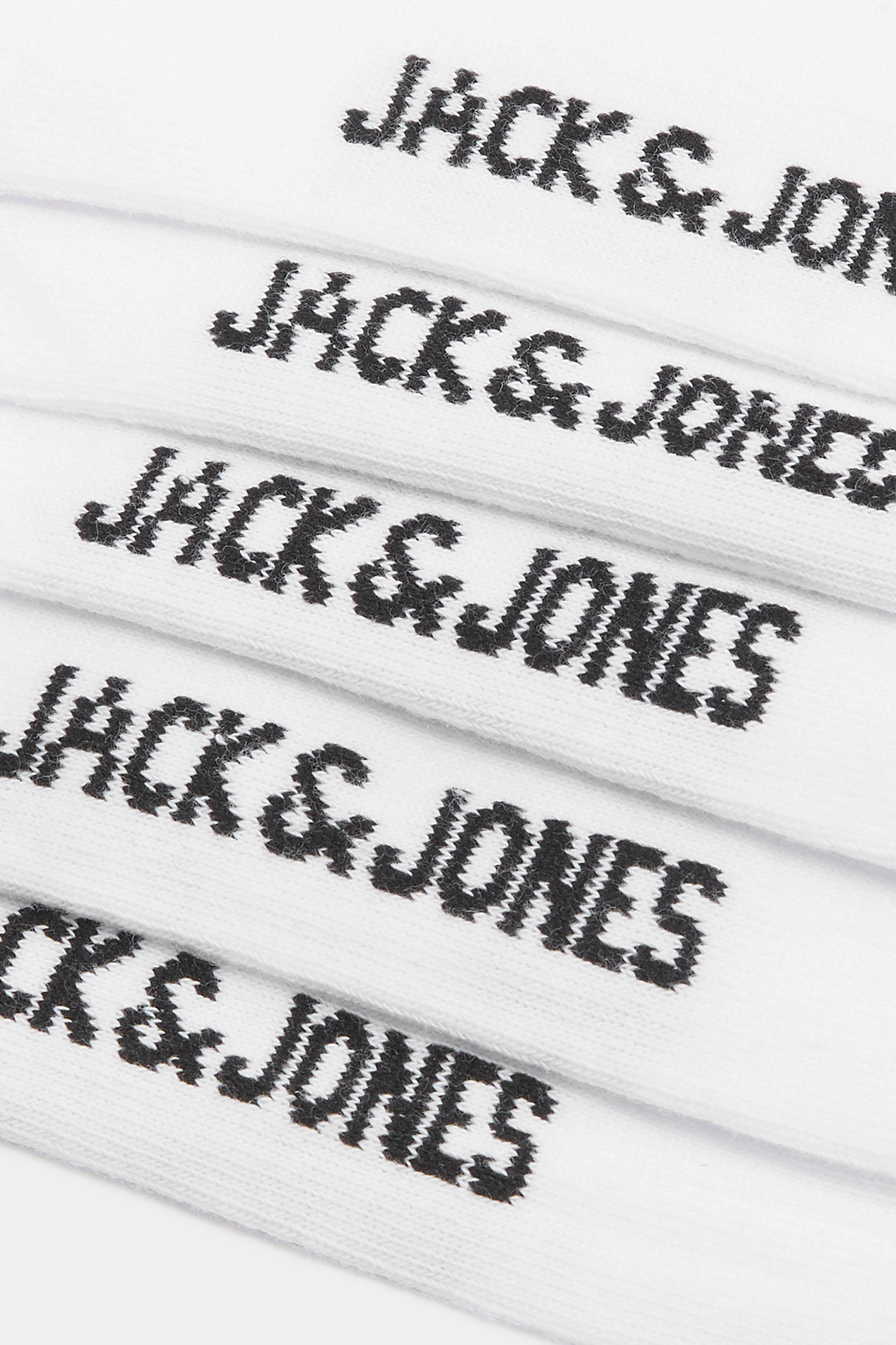JACK & JONES Big & Tall 5 PACK White Logo Tennis Socks | BadRhino 3