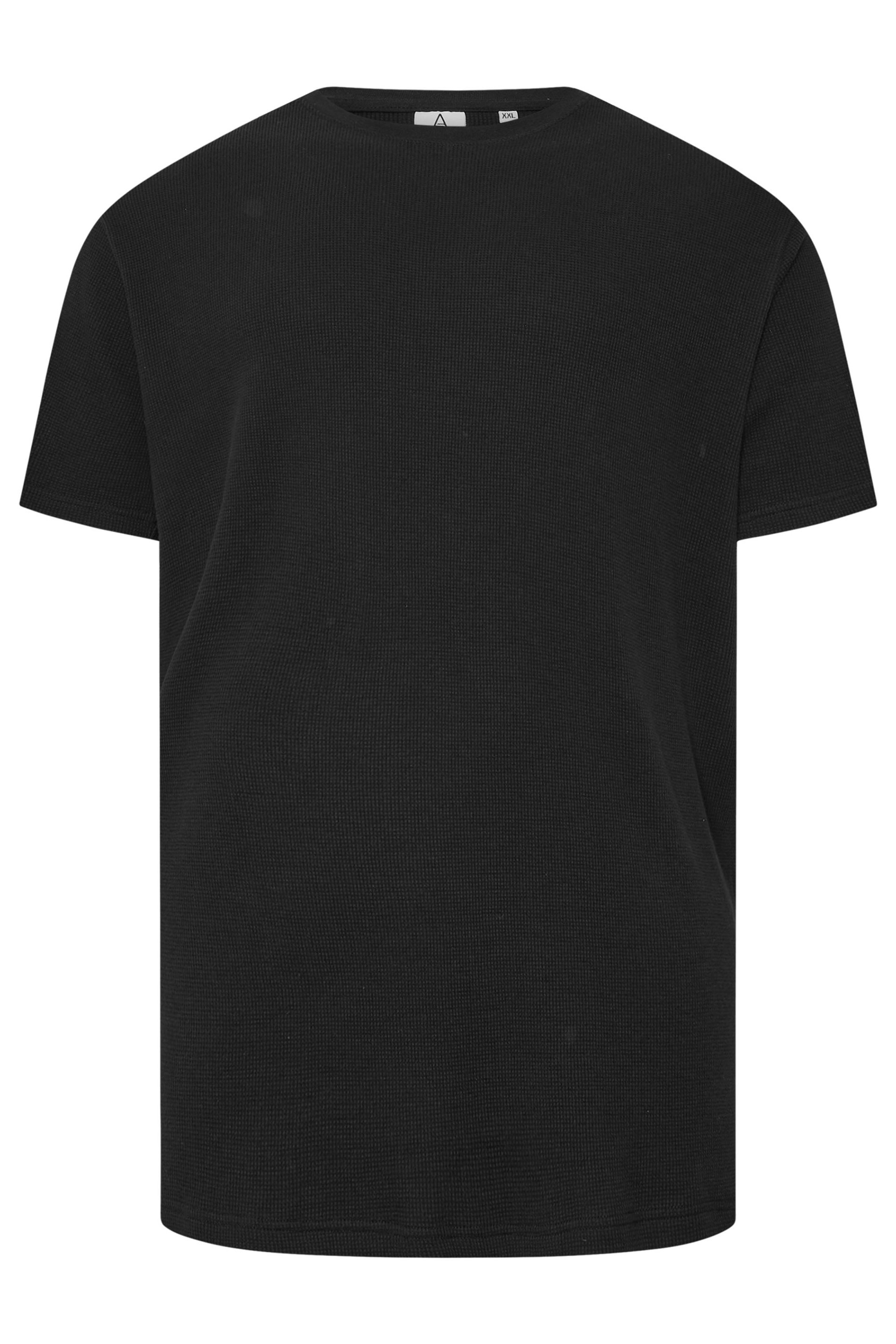 STUDIO A Big & Tall Black Waffle Textured T-Shirt | BadRhino 3