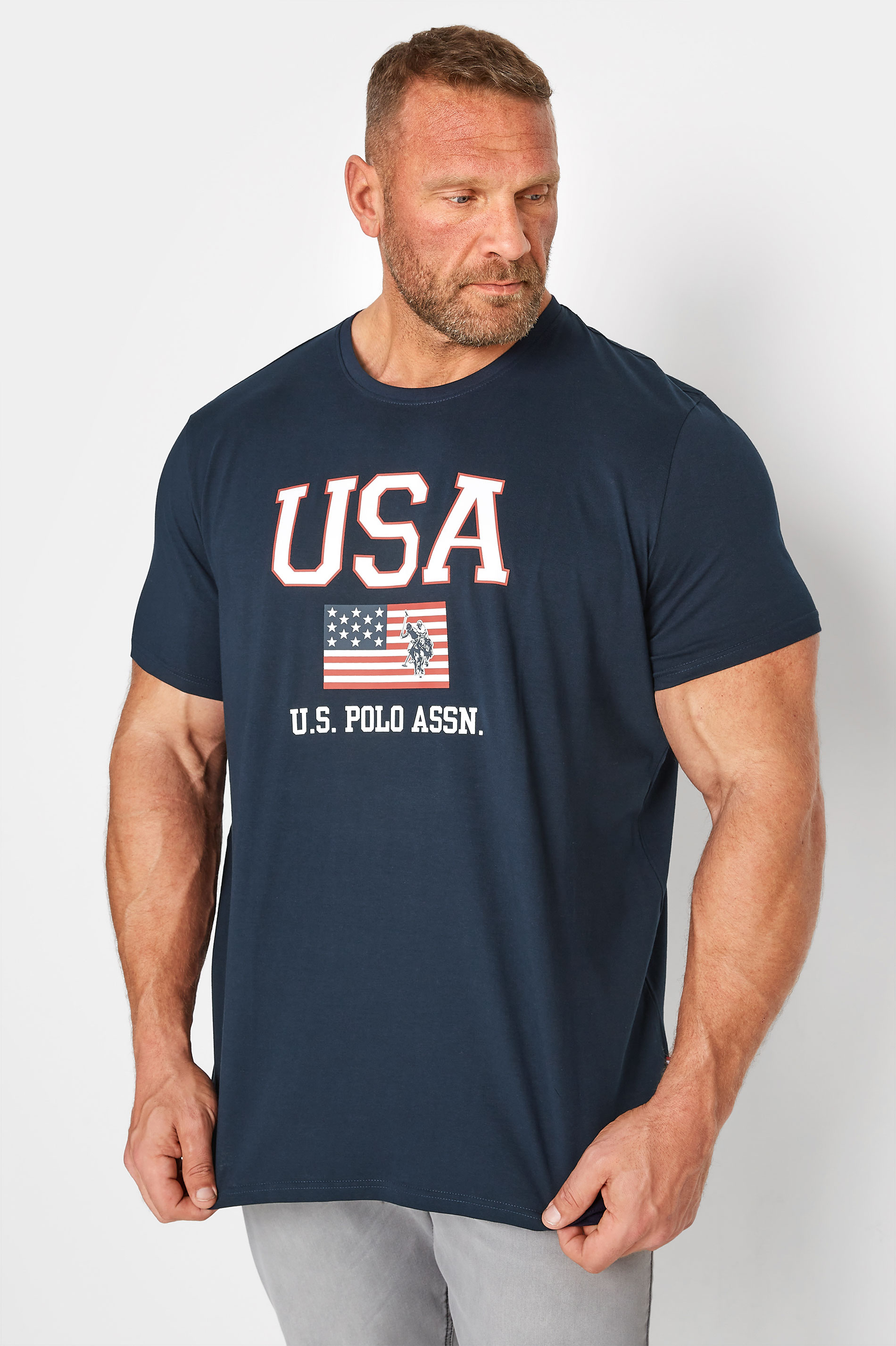U.S. POLO ASSN. Navy Blue USA Print T-Shirt | BadRhino 1