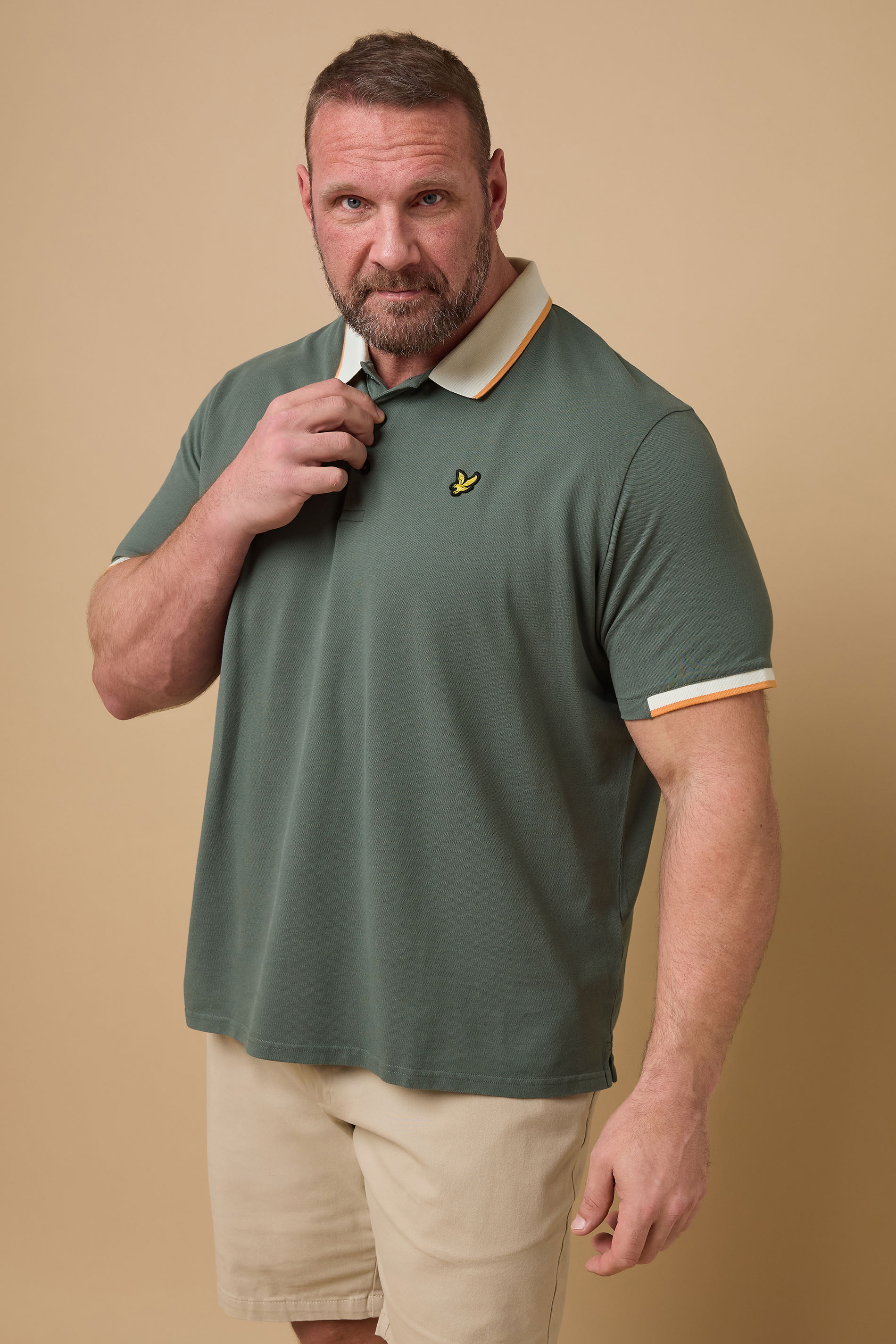 LYLE & SCOTT Big & Tall Green Half Tipped Polo Shirt | BadRhino 1