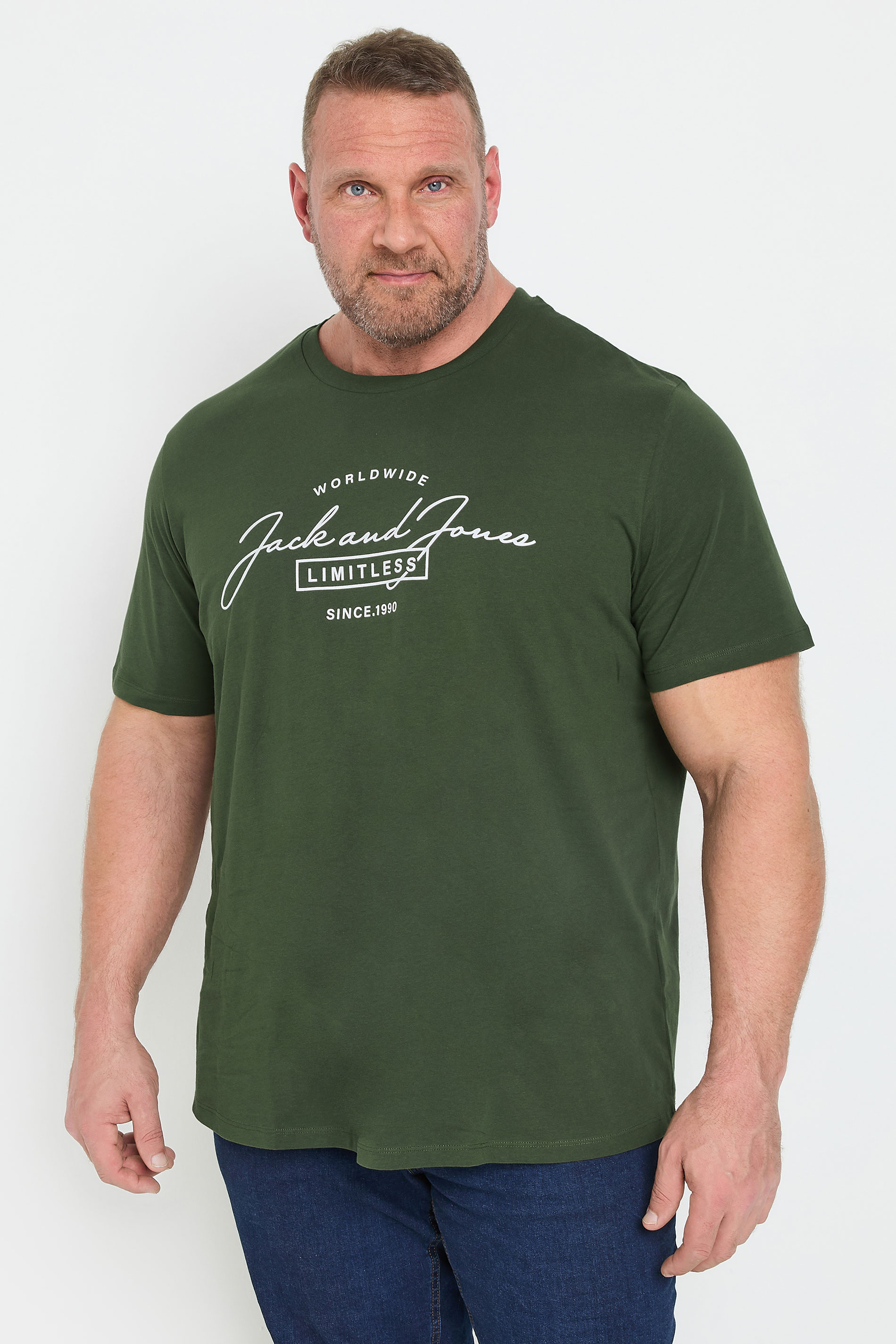 JACK & JONES 3 PACK Black & Navy Blue Logo T-Shirts | BadRhino 2