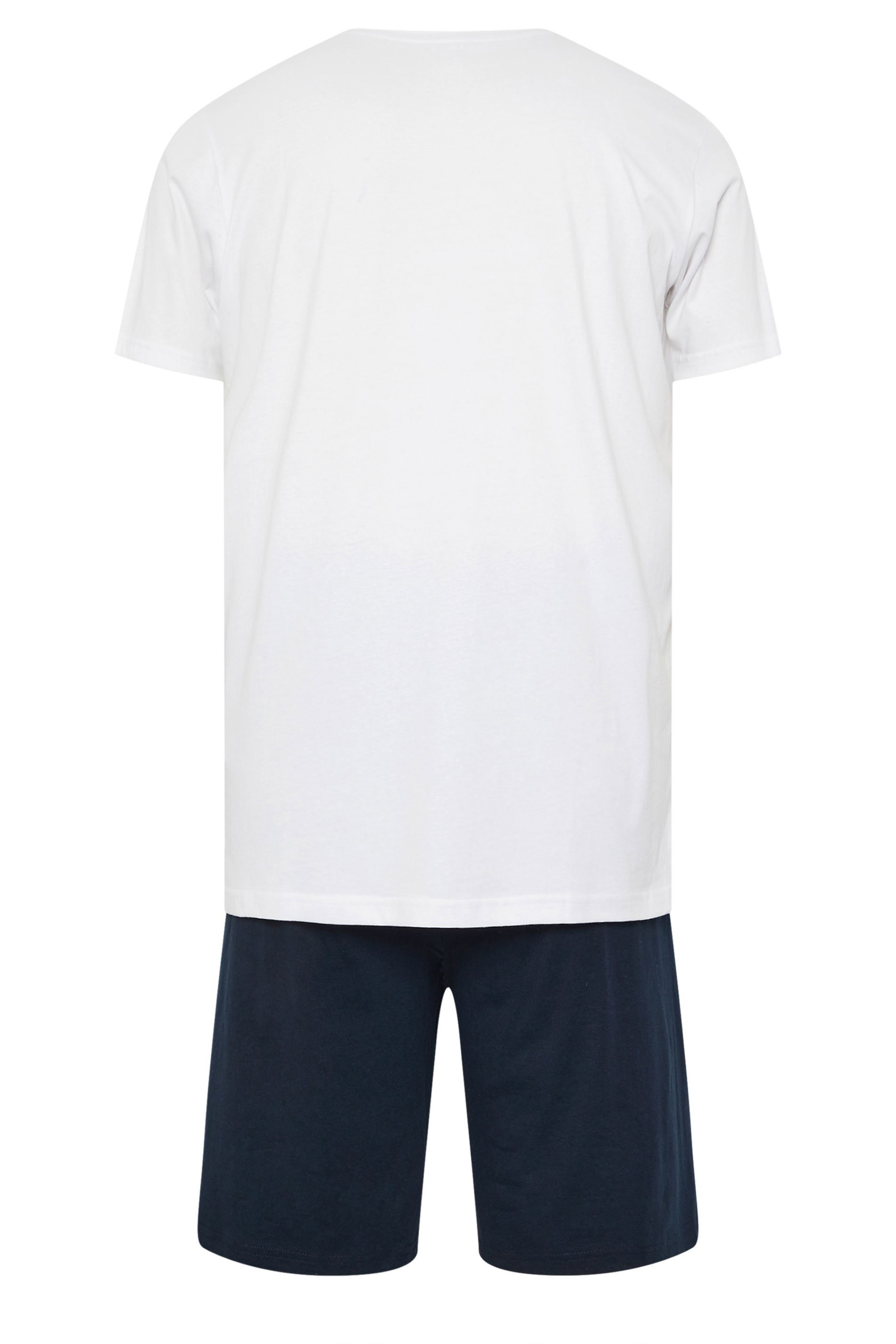 BadRhino Big & Tall White & Navy Blue Lounge Shorts & T-Shirt Set | BadRhino 7