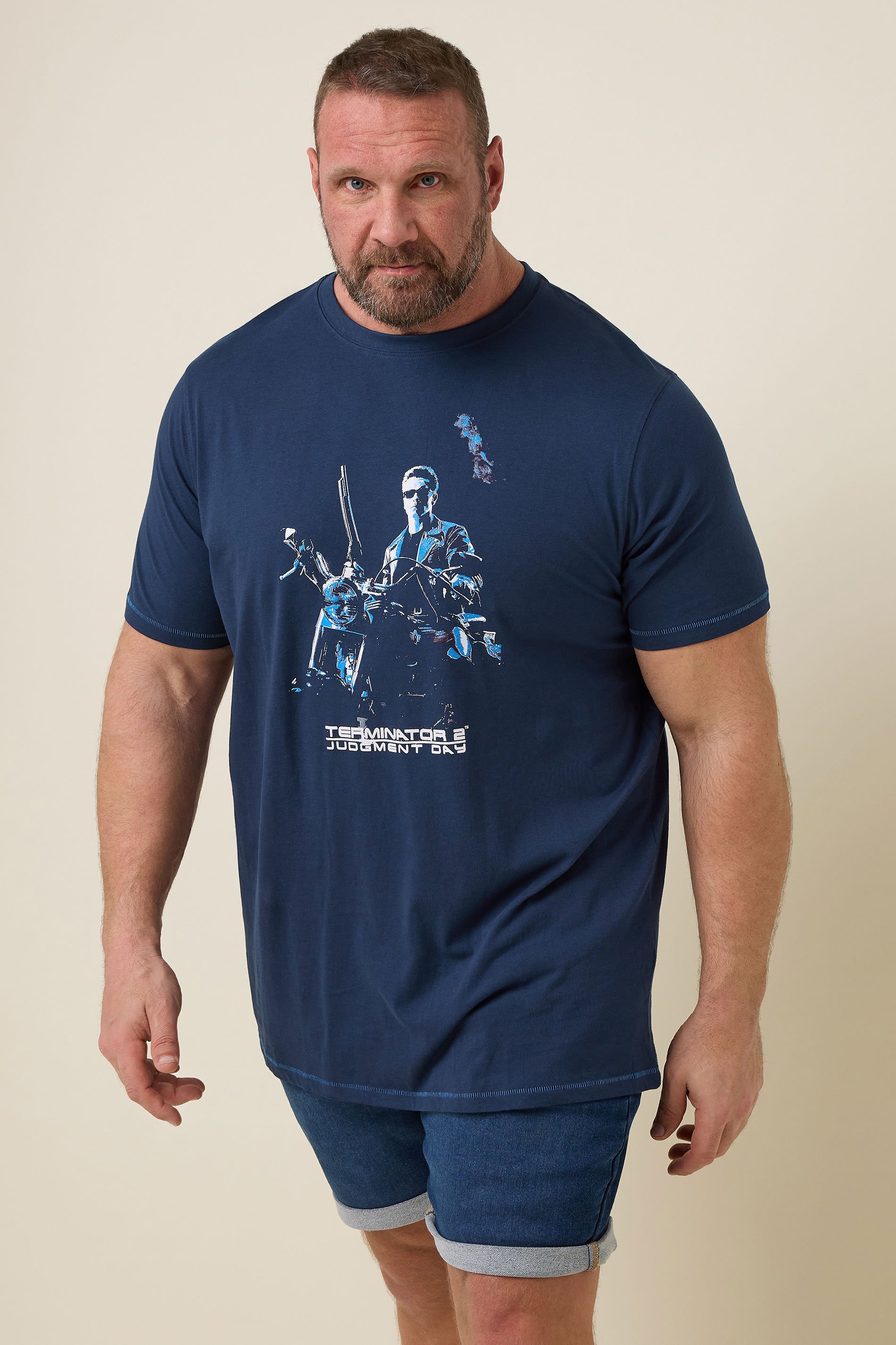 D555 Big & Tall Navy Blue 'Terminator' T-Shirt | BadRhino 1