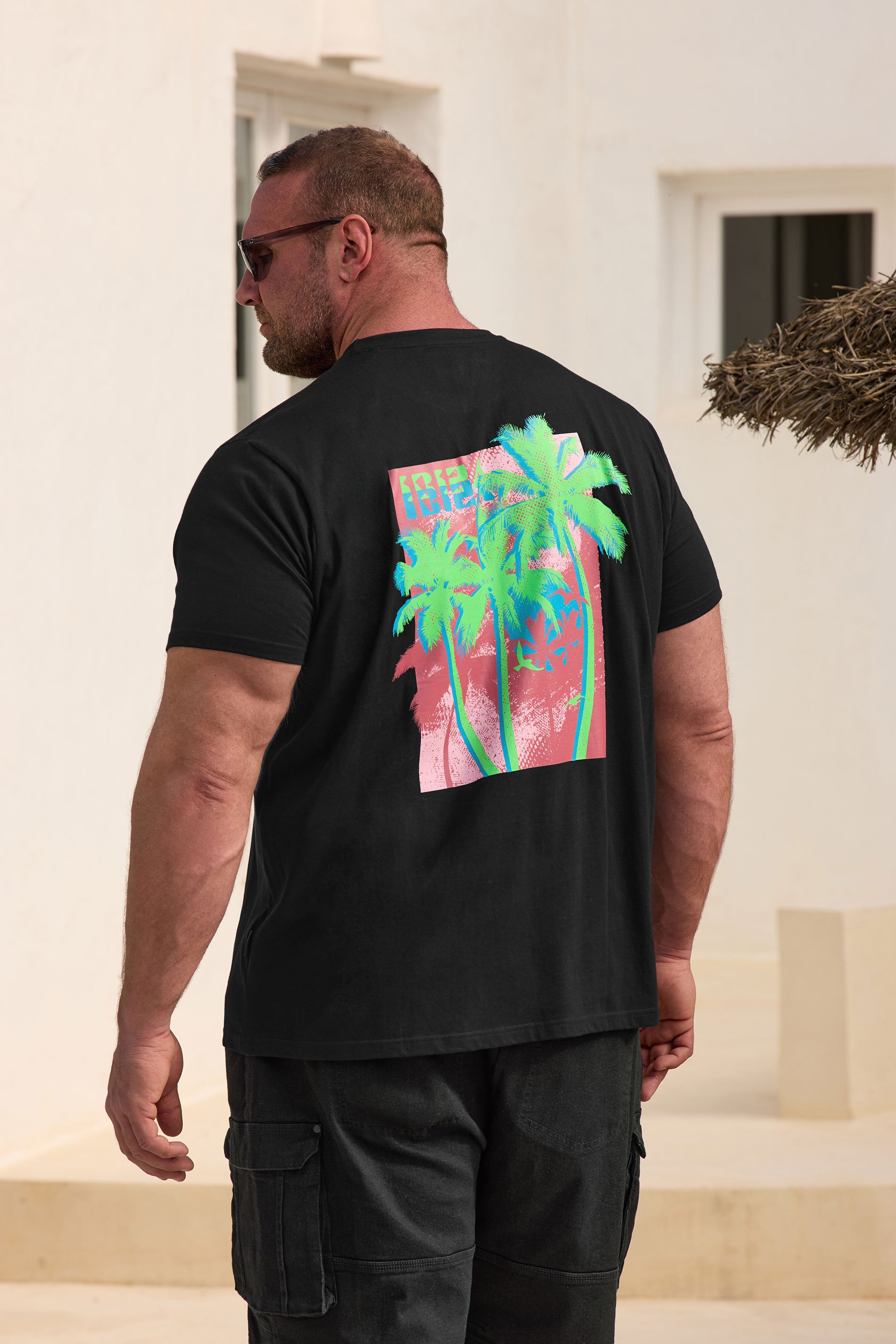 BadRhino Big & Tall Black 'Ibiza' Graphic Print T-Shirt | BadRhino 1