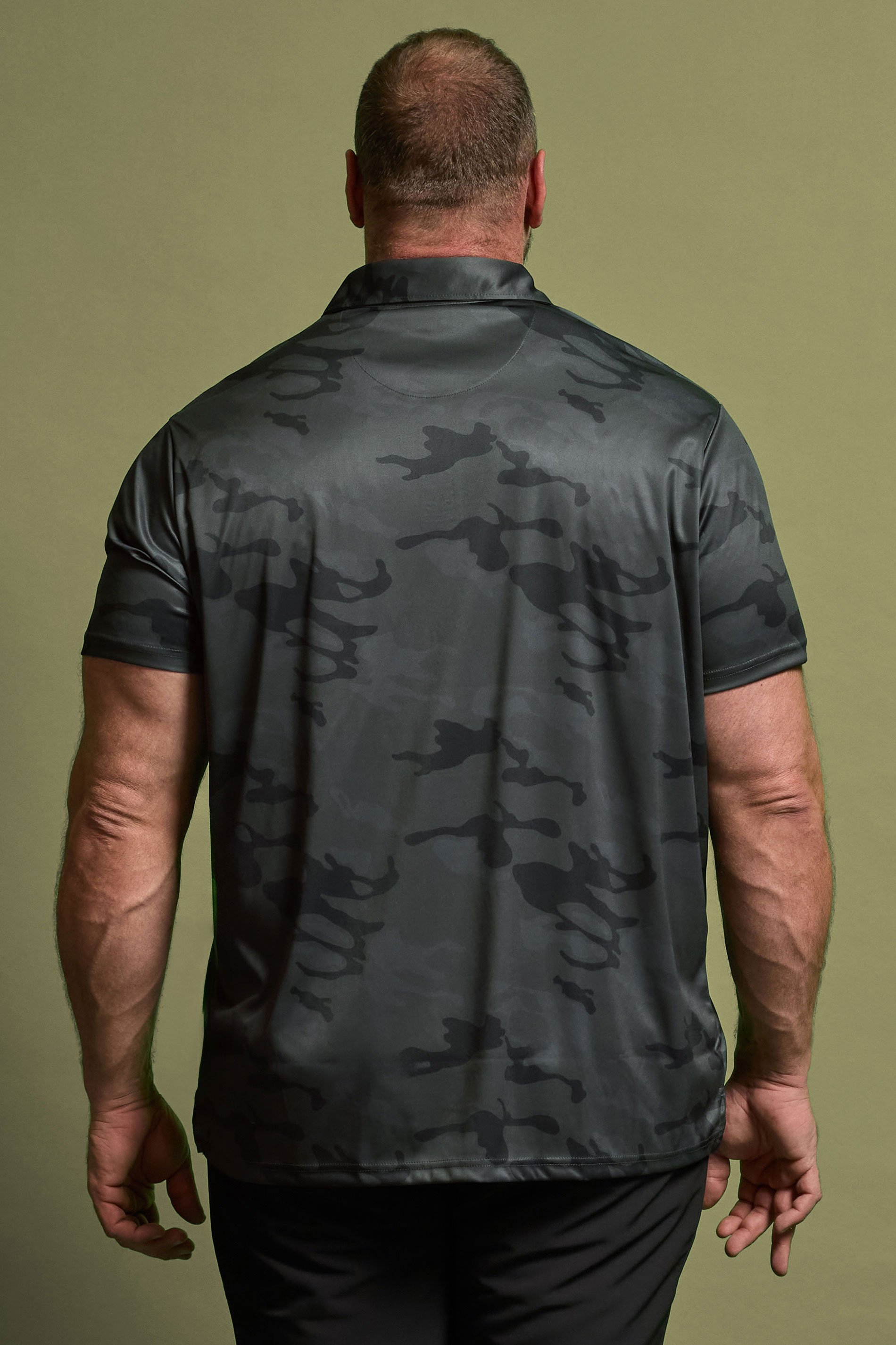 BadRhino Golf Big & Tall Black Camo Print Polo Shirt | BadRhino 3