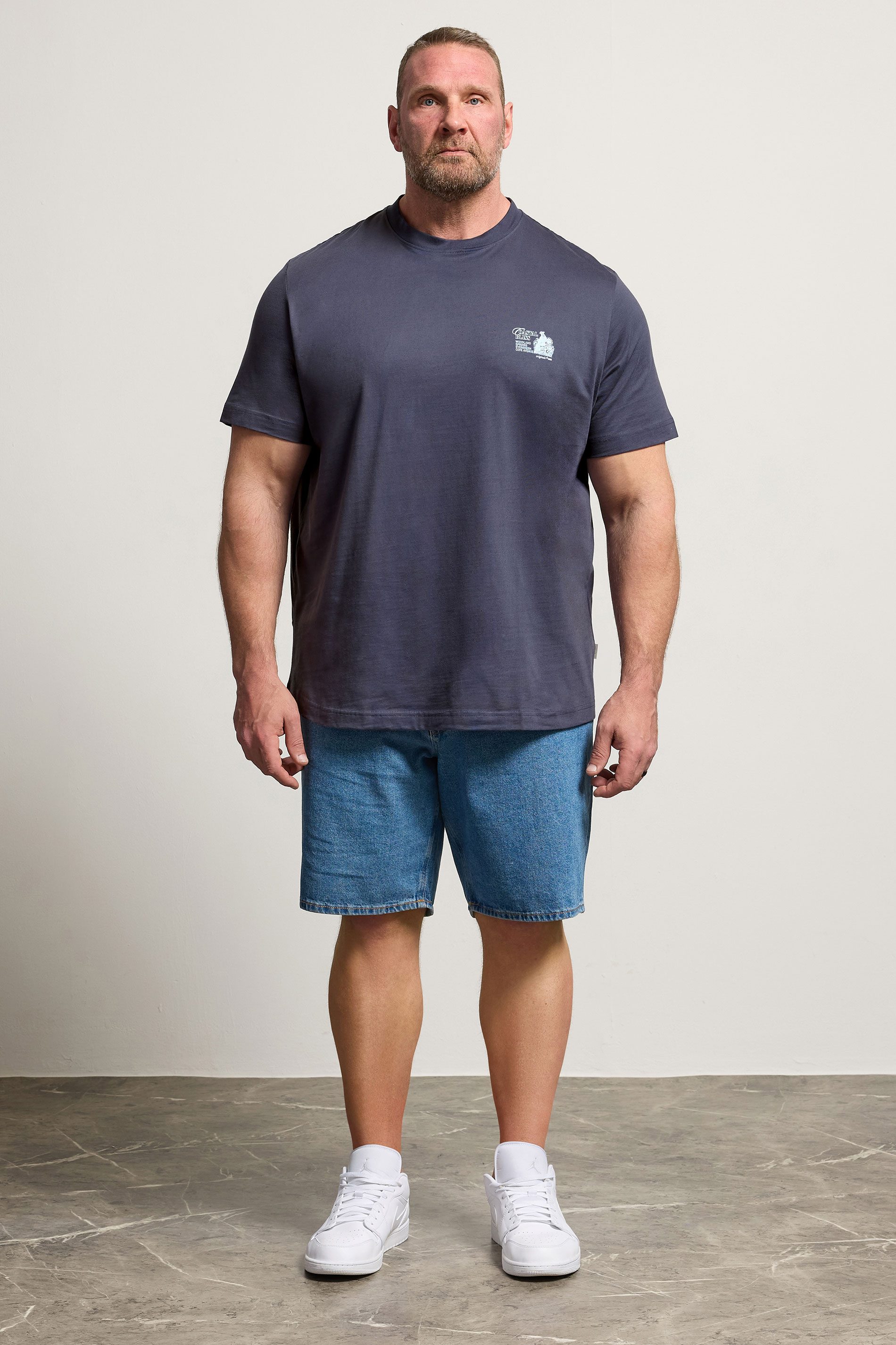 JACK & JONES Big & Tall Grey Crew Neck Back Graphic Tee | BadRhino 1