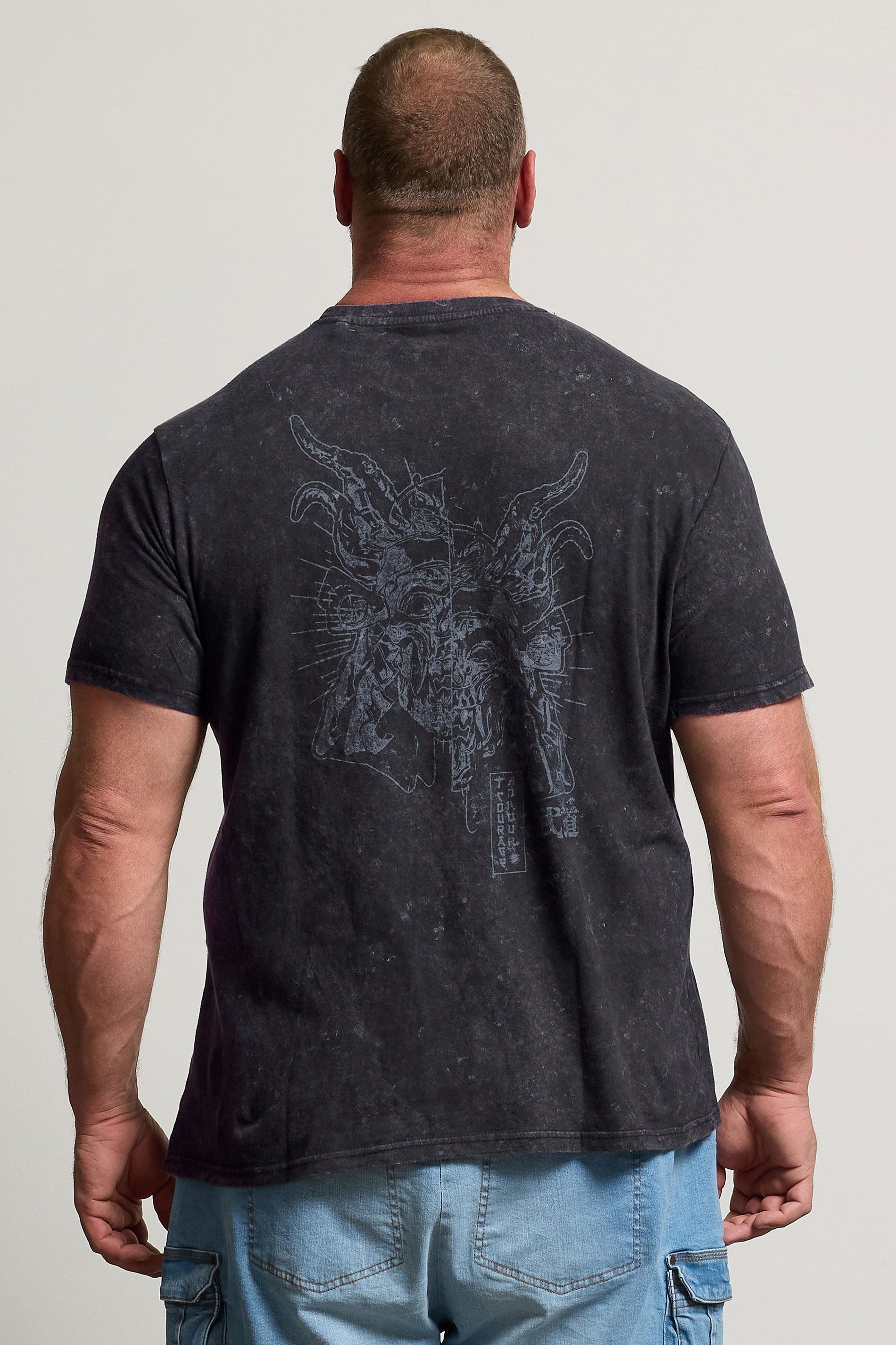 BadRhino Big & Tall Black Acid Wash 'Martial Arts Tokyo' Slogan T-Shirt | BadRhino 4