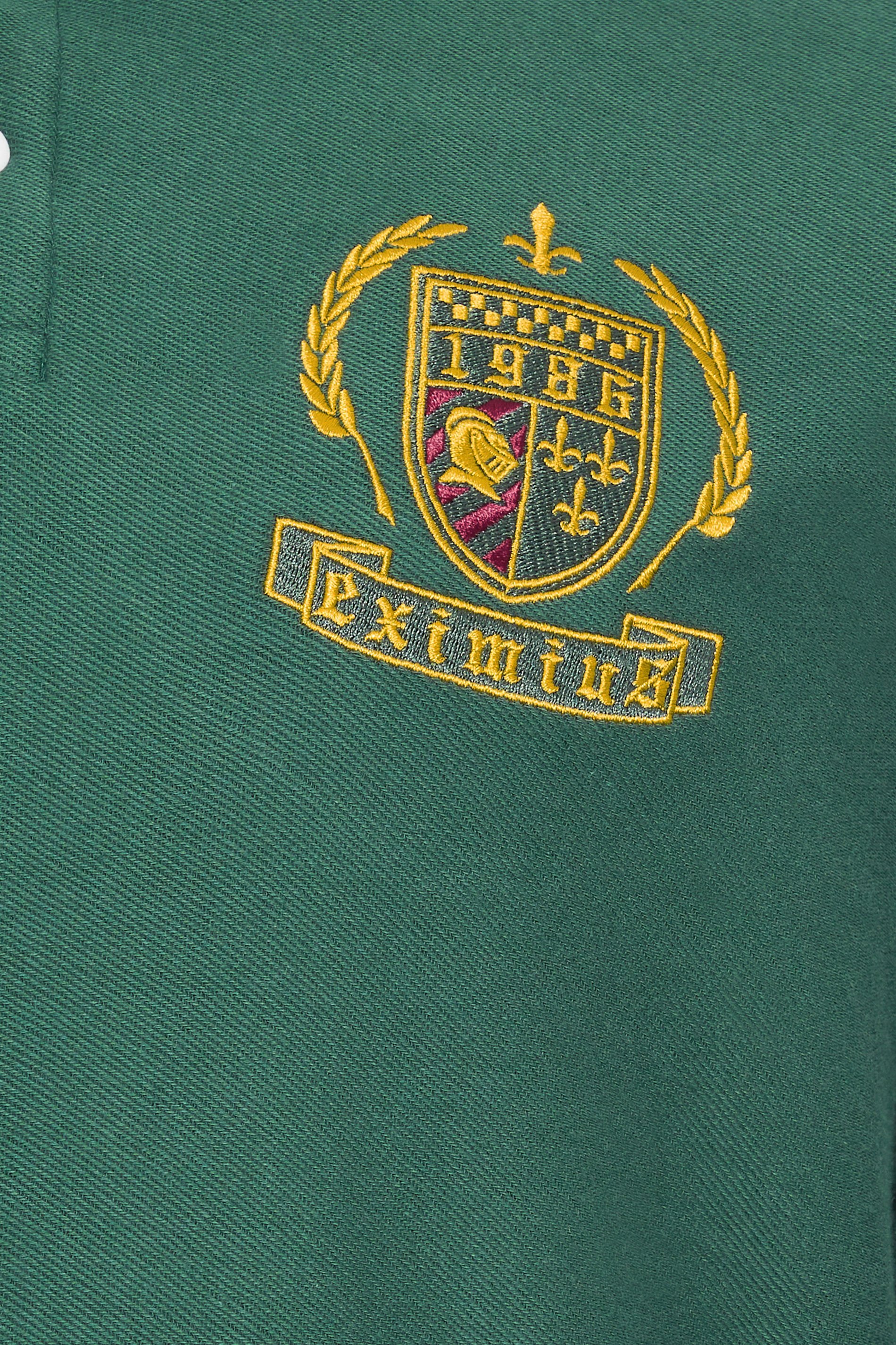 BadRhino Big & Tall Green Long Sleeve Embroidered Rugby Polo Shirt | BadRhino 5