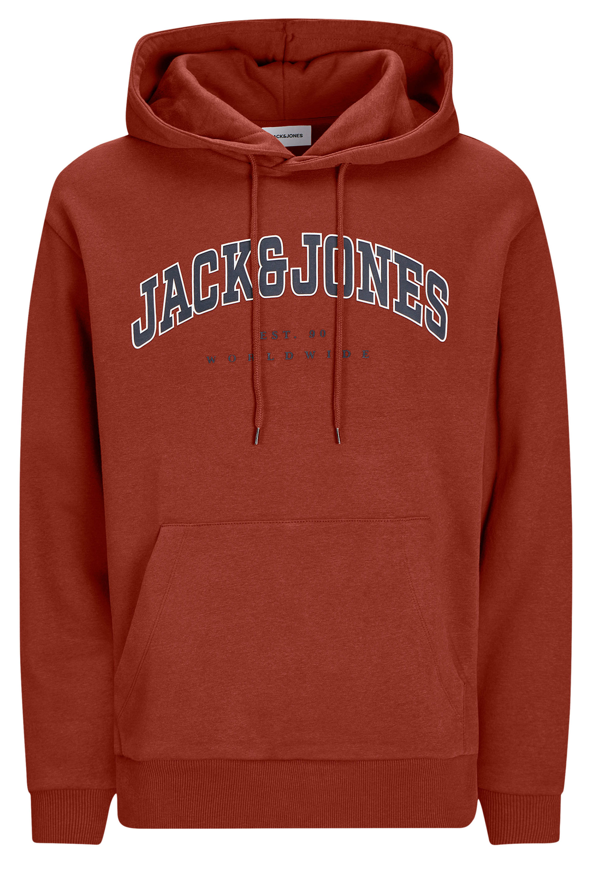 JACK & JONES Big & Tall Henna Red Varsity Hoodie | BadRhino 3