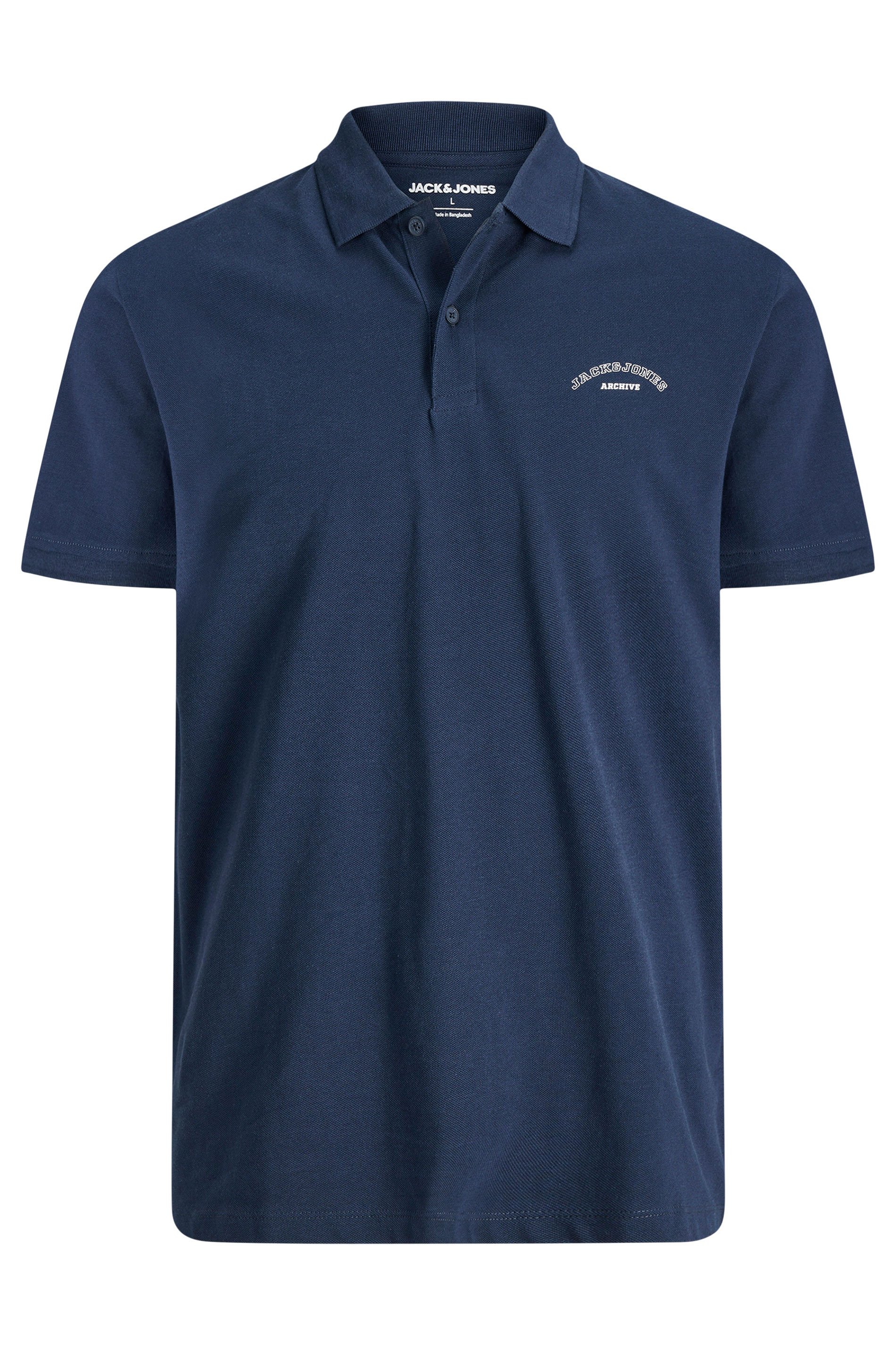 JACK & JONES Big & Tall Navy Blue Archive Polo Shirt | BadRhino 1