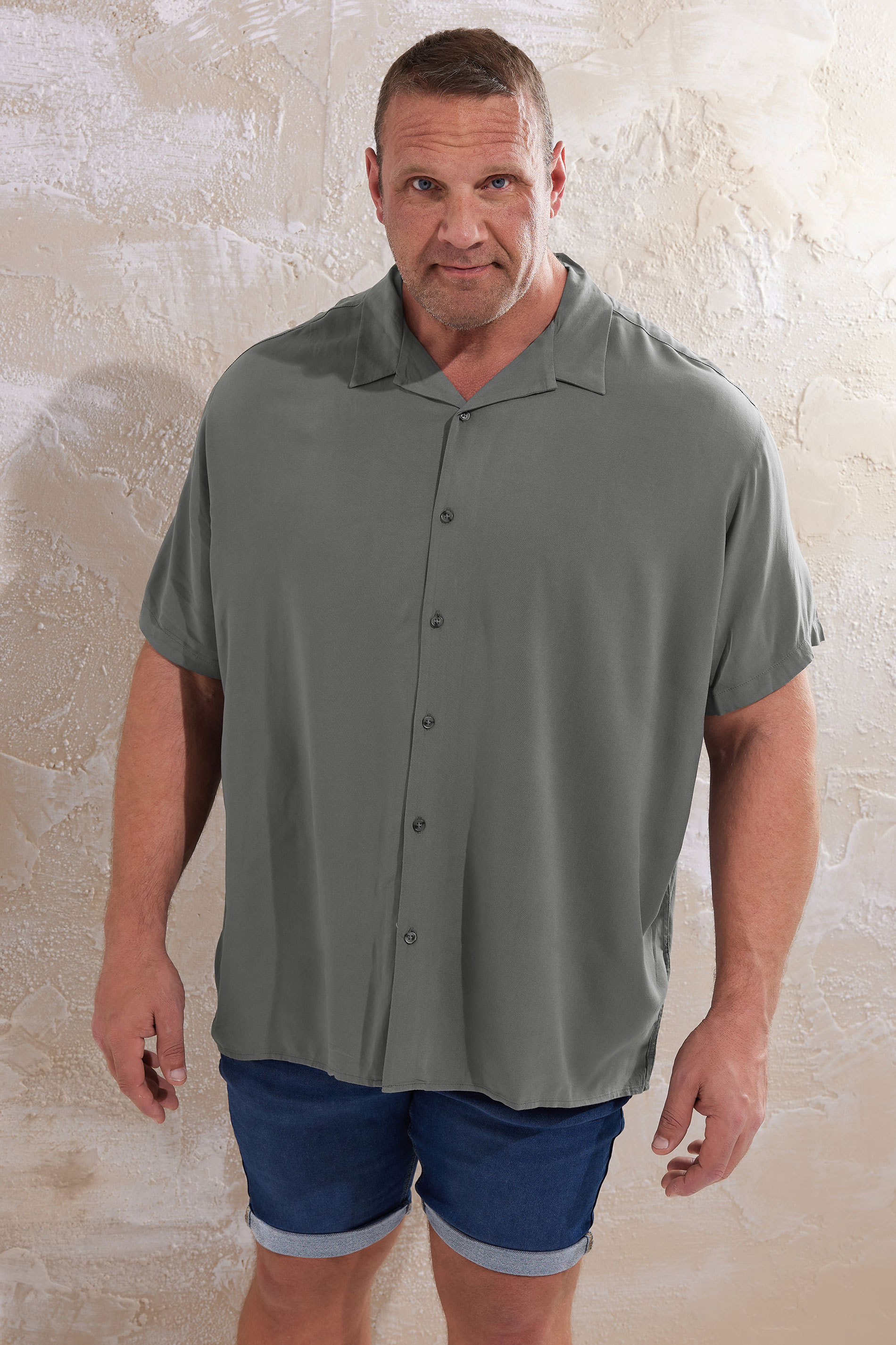 JACK & JONES Big & Tall Grey Collar Resort Shirt | BadRhino 1