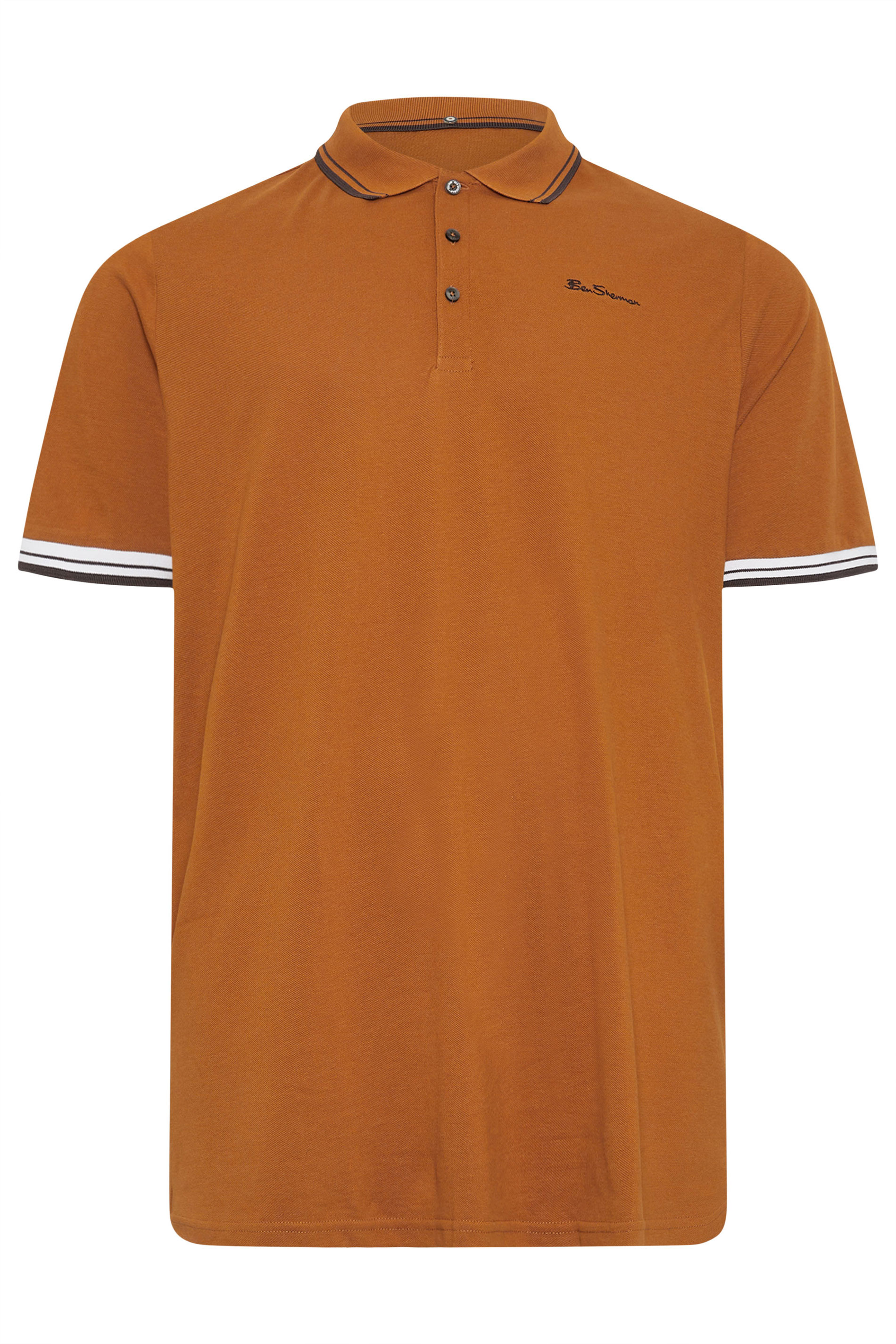BEN SHERMAN Big & Tall Orange Signature Pique Polo Shirt | BadRhino 3