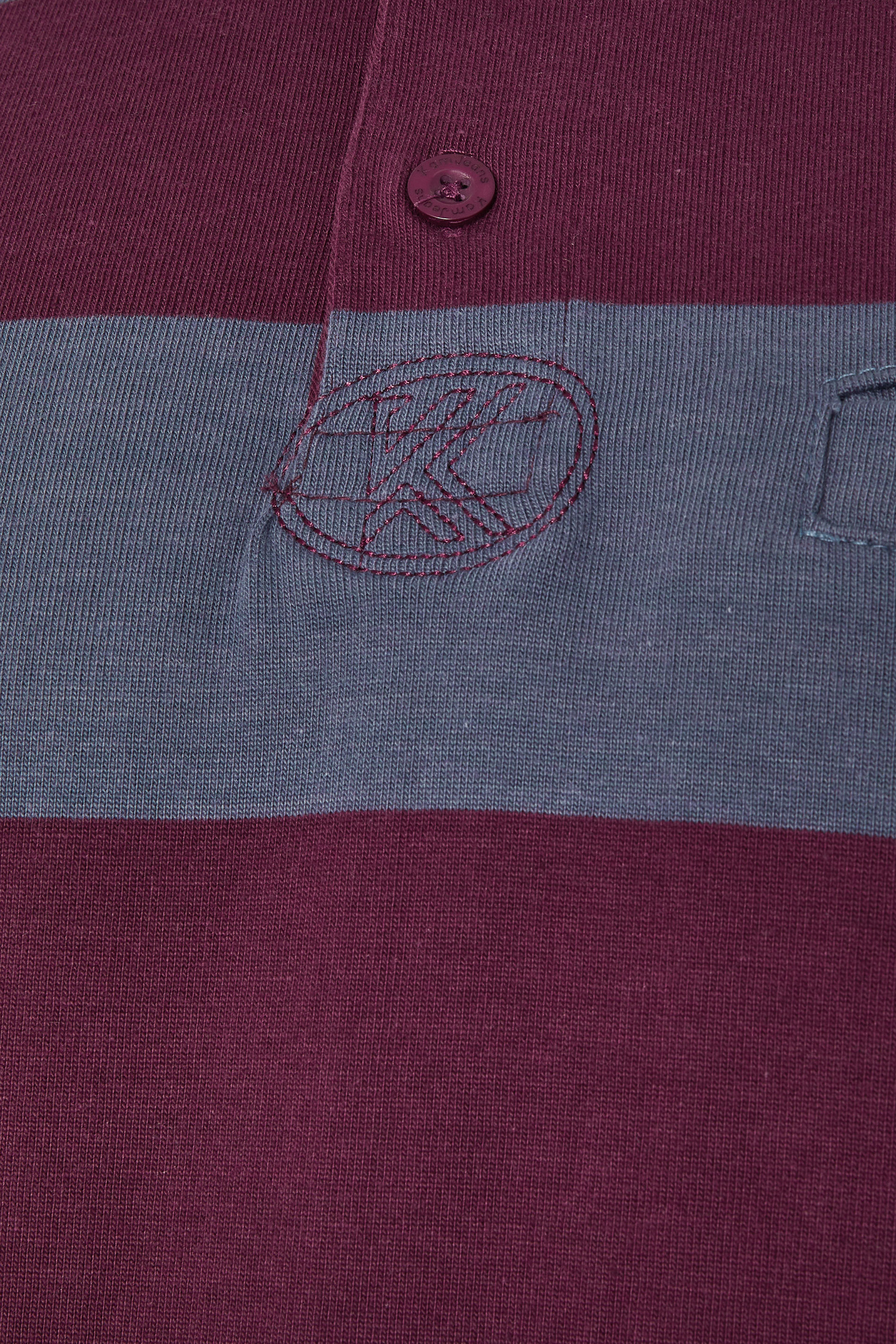 KAM Indigo Blue Striped Long Sleeve Rugby Polo Shirt | BadRhino 5