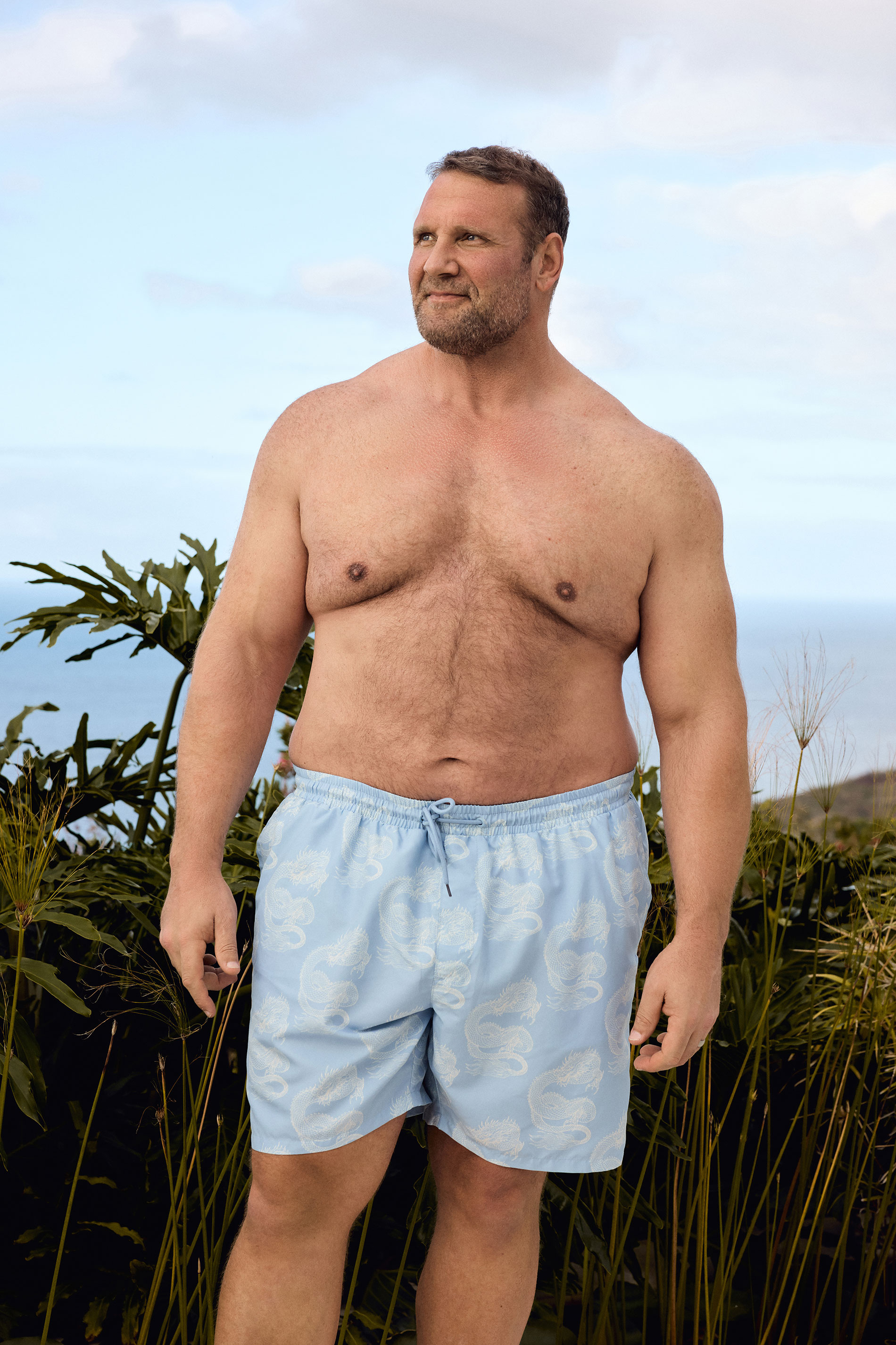 BadRhino Big & Tall Blue Dragon Print Swim Shorts 1