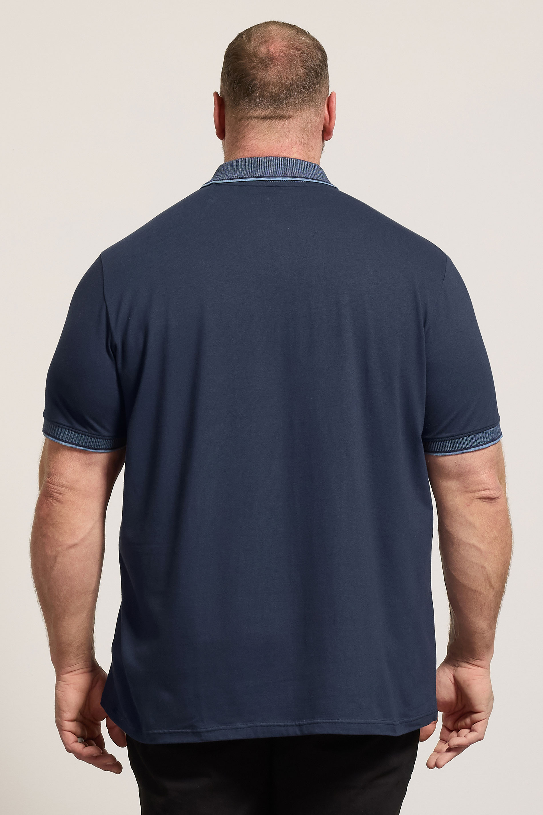 BadRhino Big & Tall Navy Blue Pocket Jacquard Polo Shirt | BadRhino 4