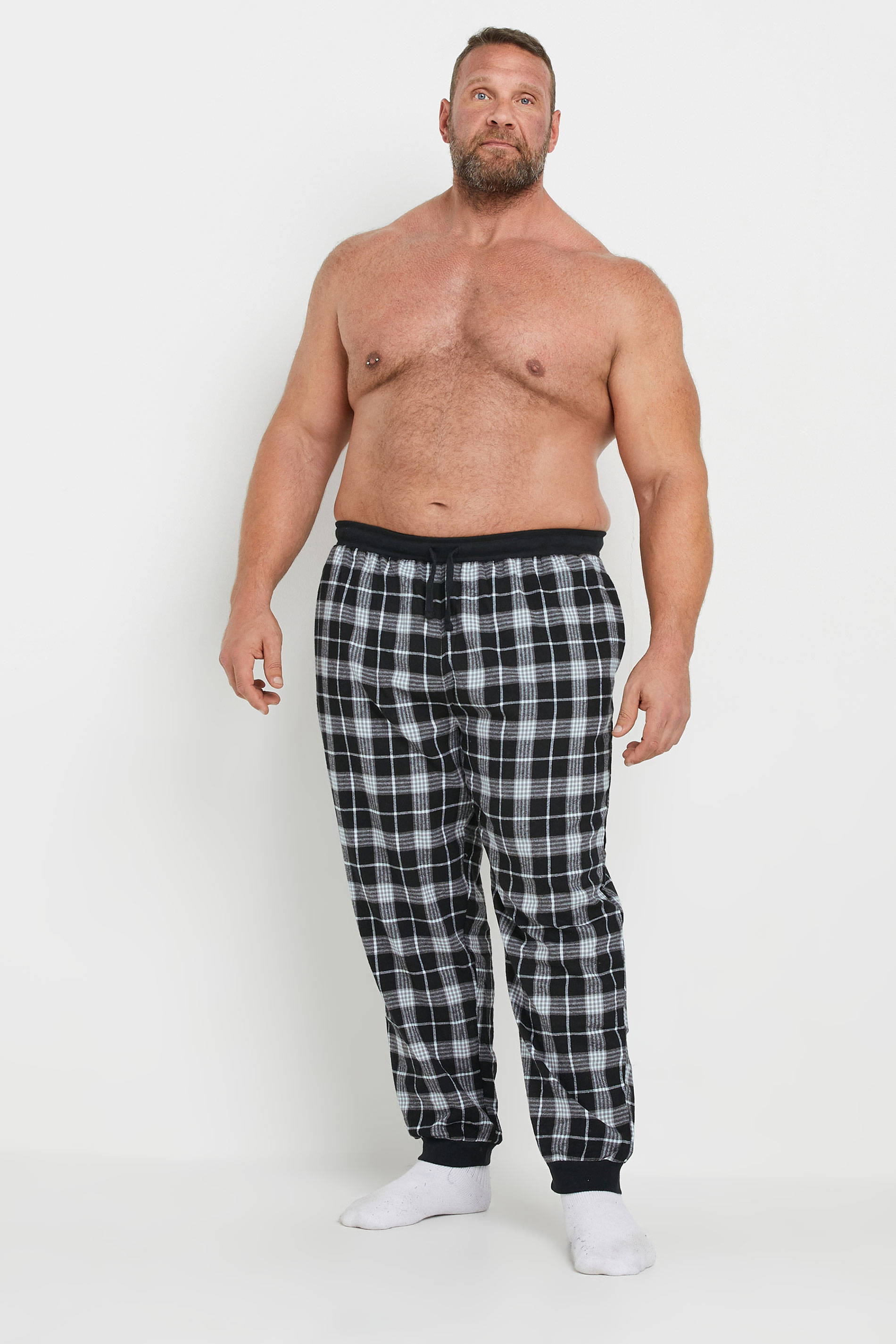 BadRhino Big & Tall Grey Check Print Pyjama Trousers | BadRhino 3