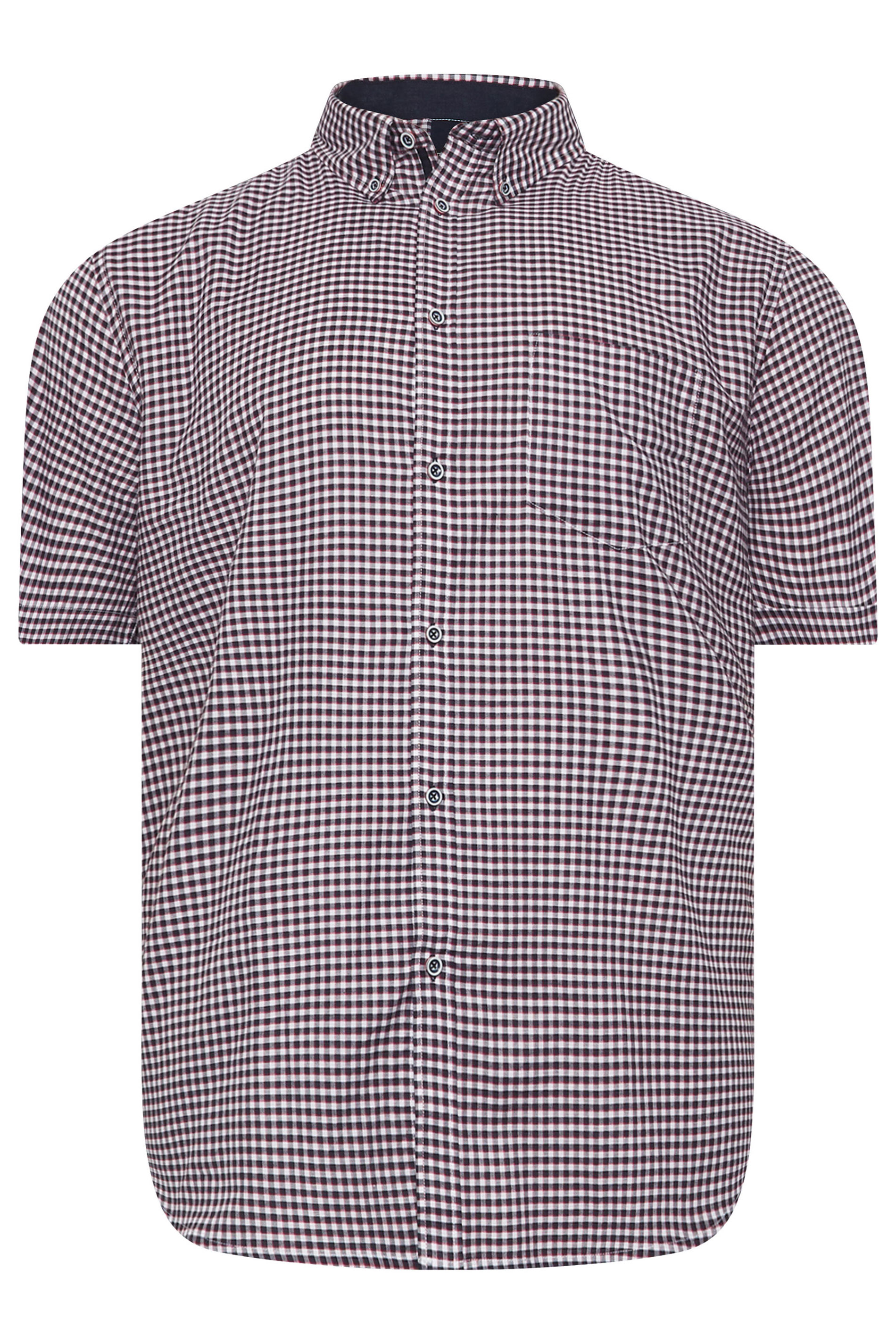 KAM Big & Tall Navy Short Sleeve Gingham Print Shirt | BadRhino 2