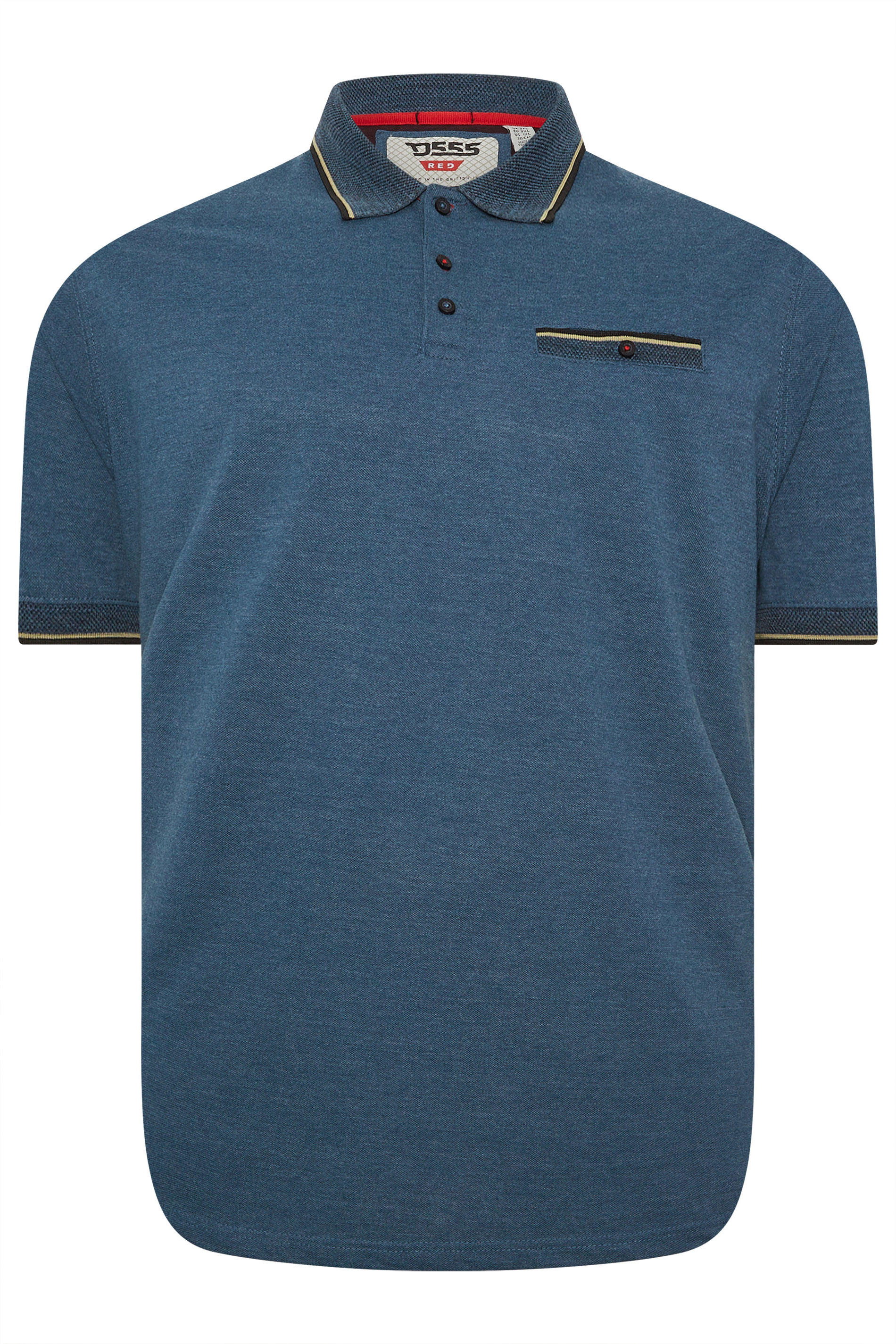 D555 Big & Tall Blue Jacquard Pique Polo Shirt | BadRhino 4