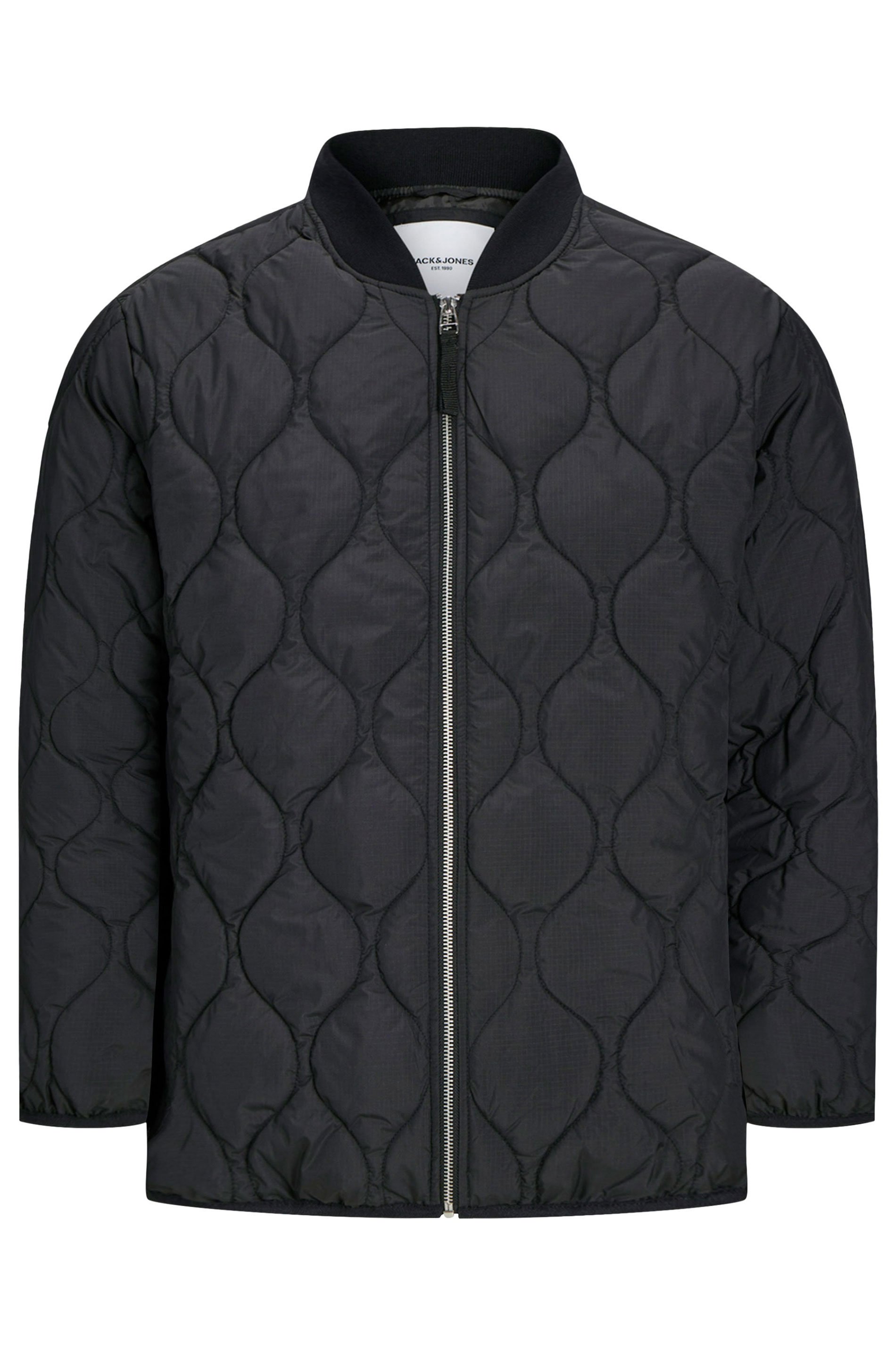 JACK & JONES Big & Tall Black Waterproof Quilted Jacket | BadRhino 3