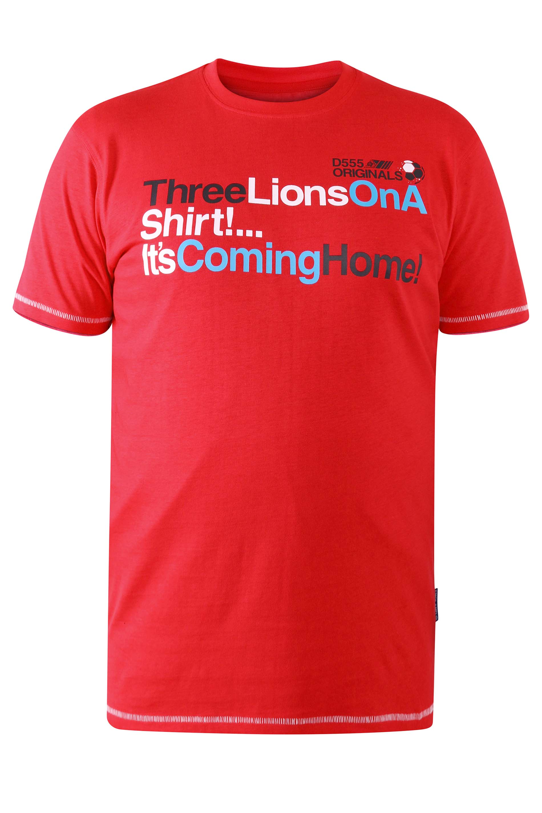 D555 Big & Tall Red 'It's Coming Home!' Football Graphic T-Shirt | BadRhino 3